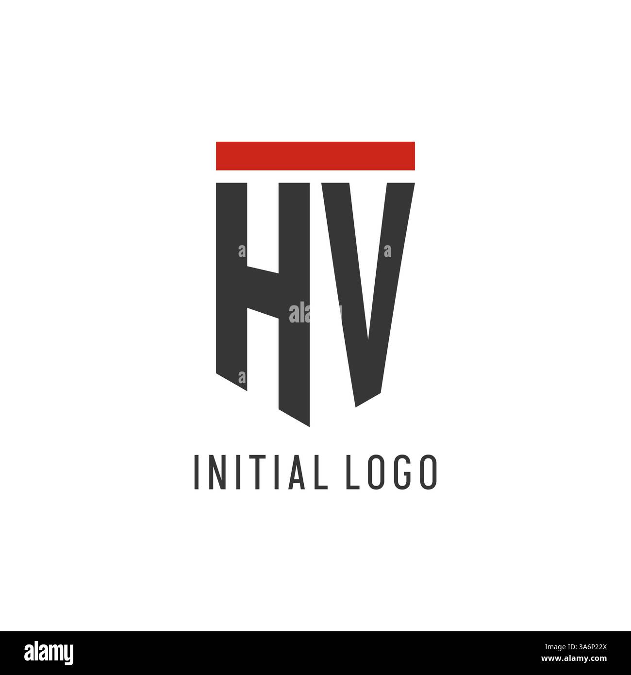 HV initial esport logo with simple shield design style vector graphic Stock Vector