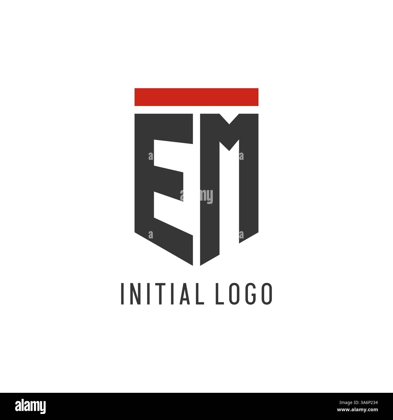 EM initial esport logo with simple shield design style vector graphic Stock Vector