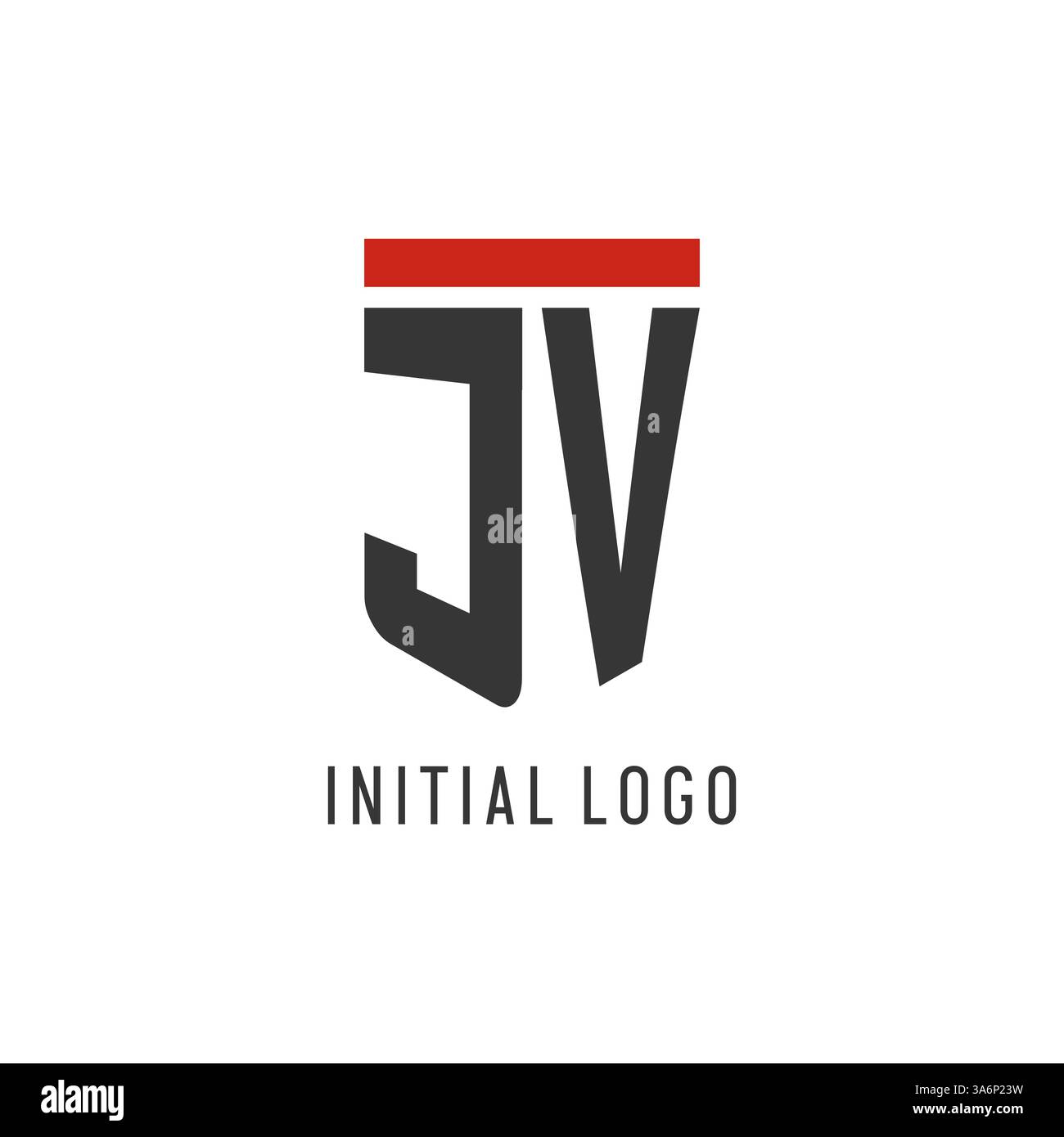 JV initial esport logo with simple shield design style vector graphic Stock Vector