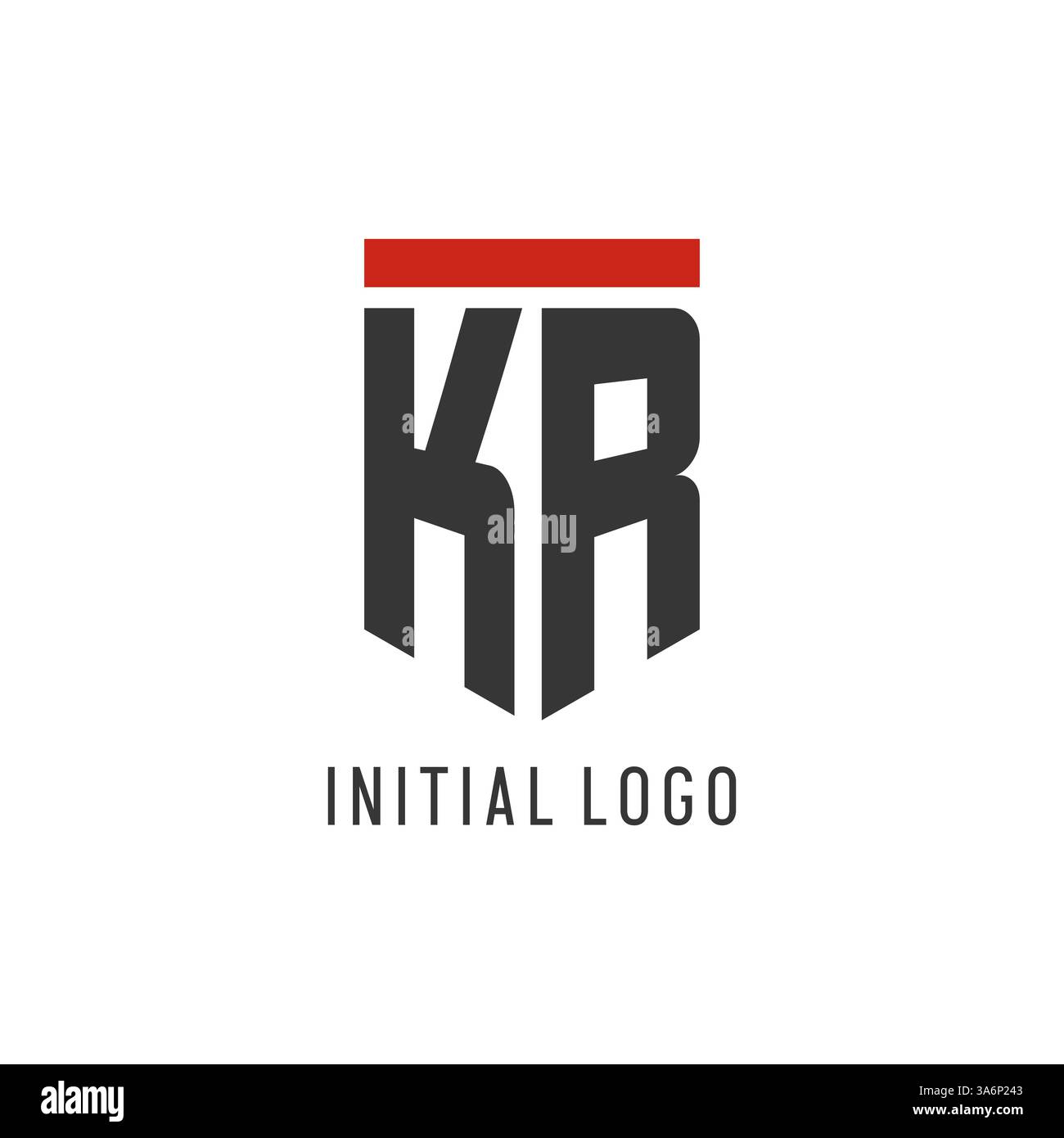 KR initial esport logo with simple shield design style vector graphic Stock Vector
