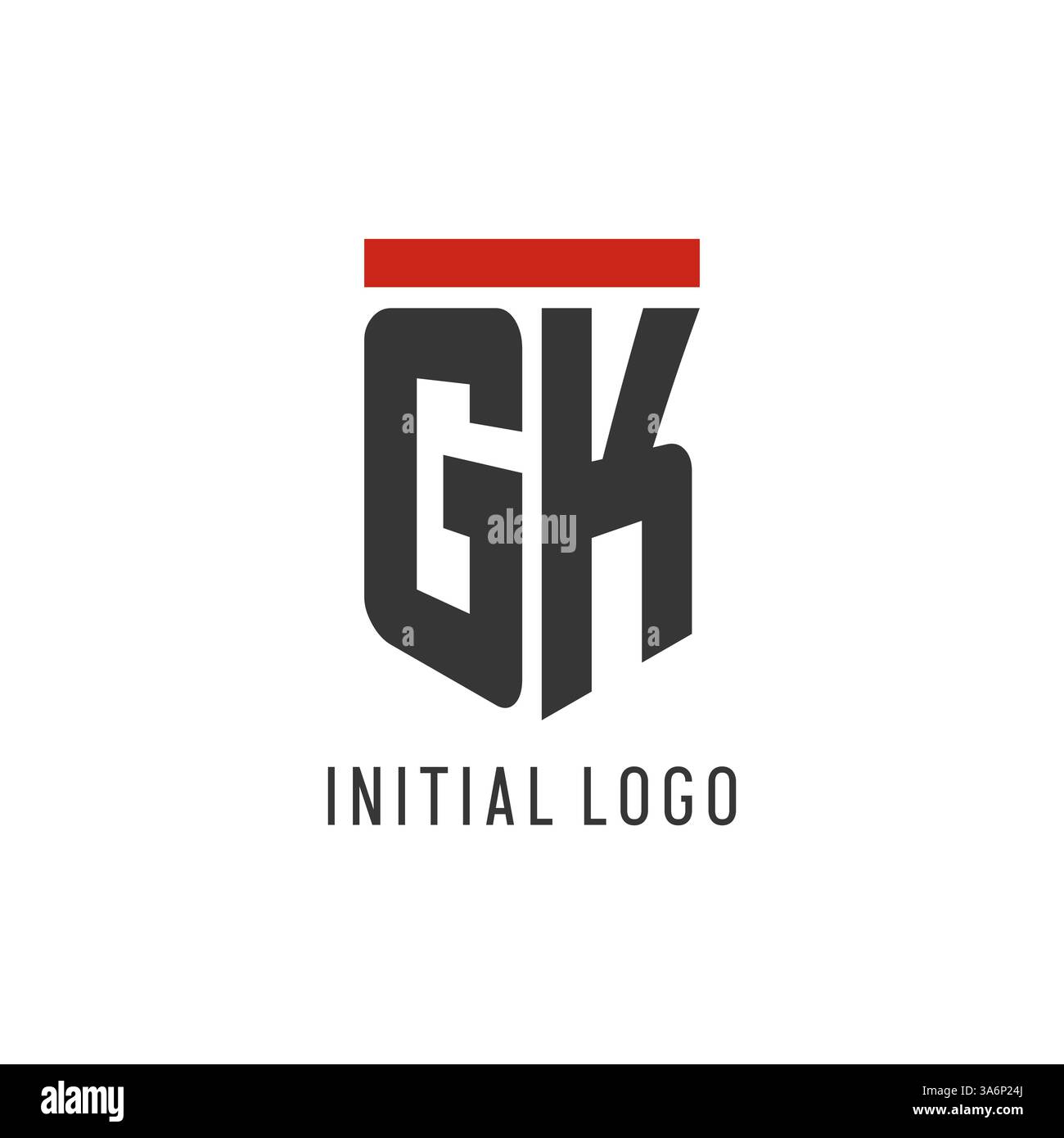 GK initial esport logo with simple shield design style vector graphic Stock Vector