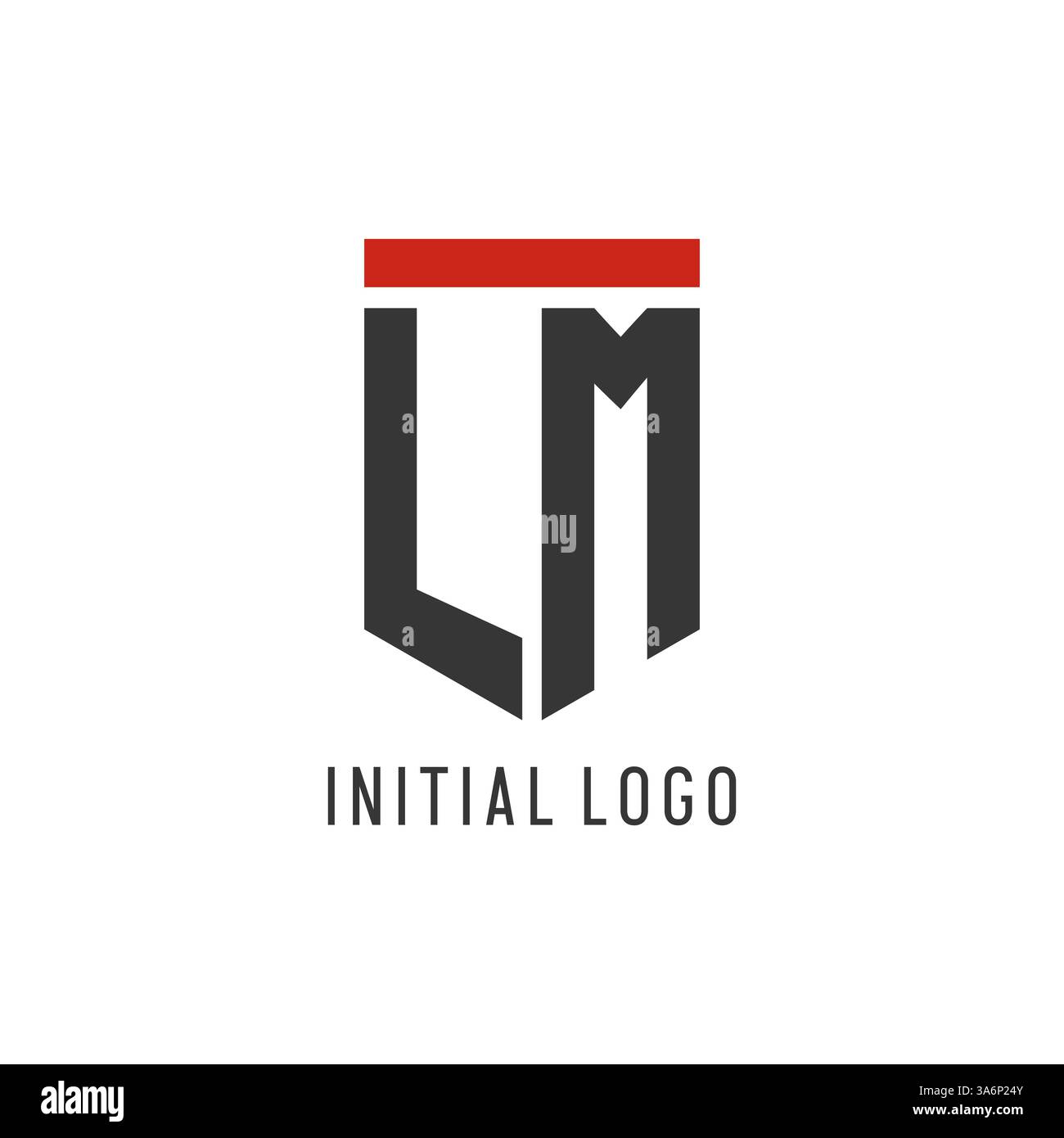 LM initial esport logo with simple shield design style vector graphic Stock Vector
