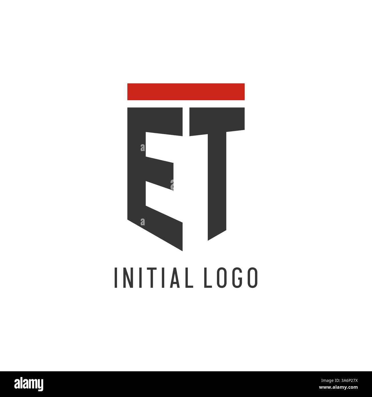 ET initial esport logo with simple shield design style vector graphic Stock Vector