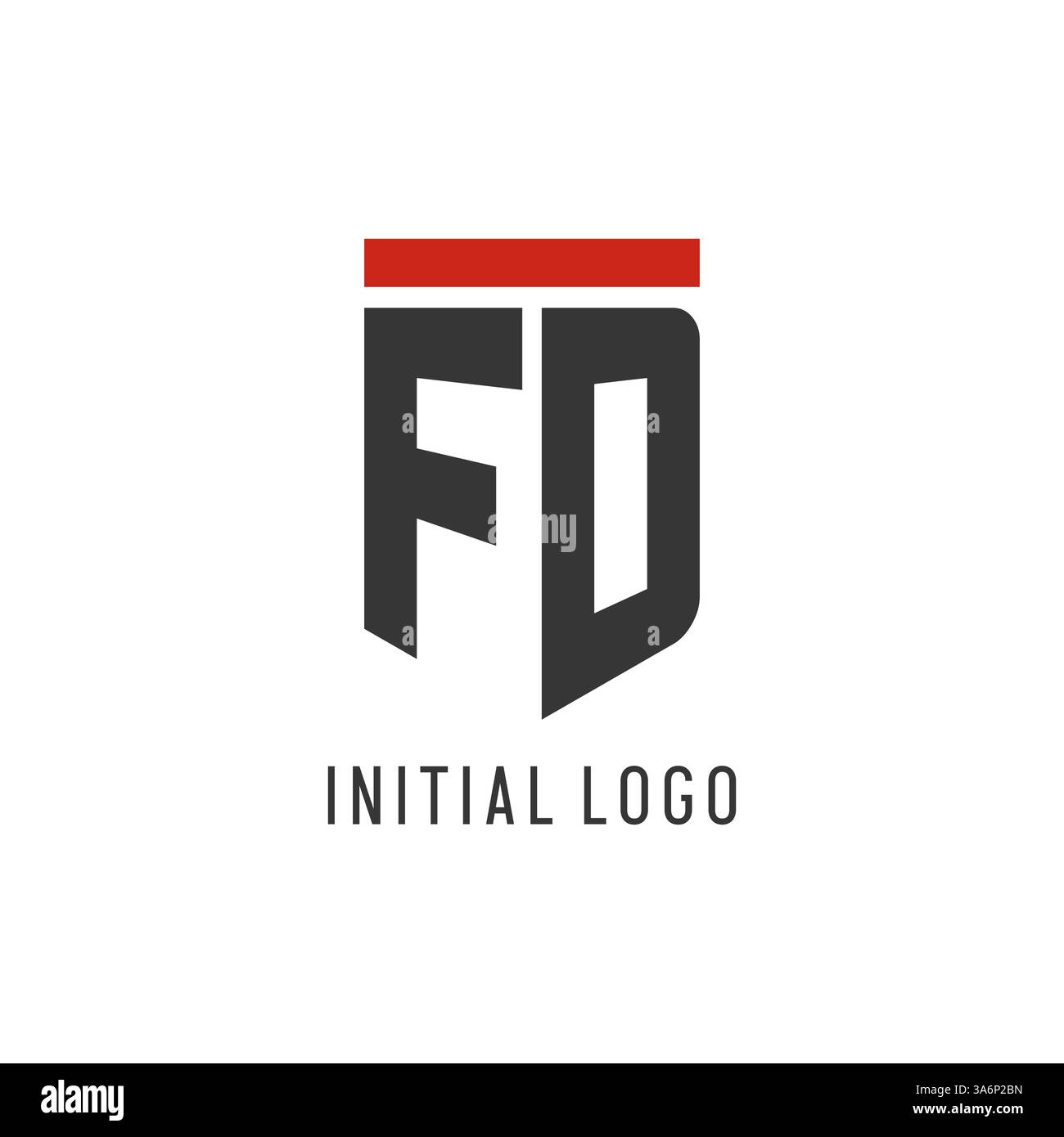 FD initial esport logo with simple shield design style vector graphic Stock Vector