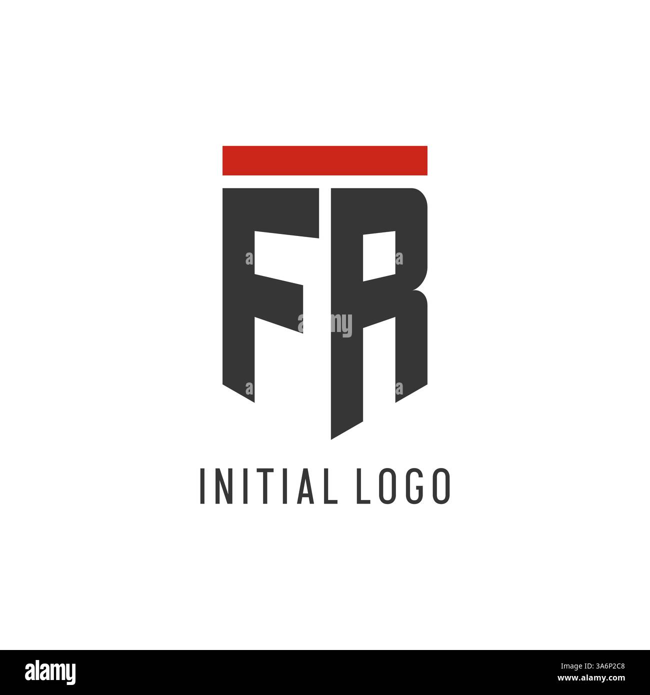 FR initial esport logo with simple shield design style vector graphic Stock Vector