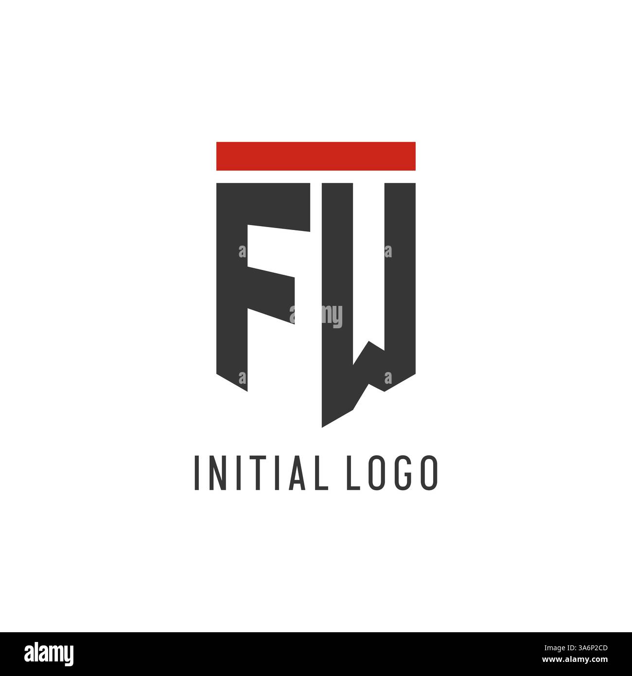 FW initial esport logo with simple shield design style vector graphic Stock Vector