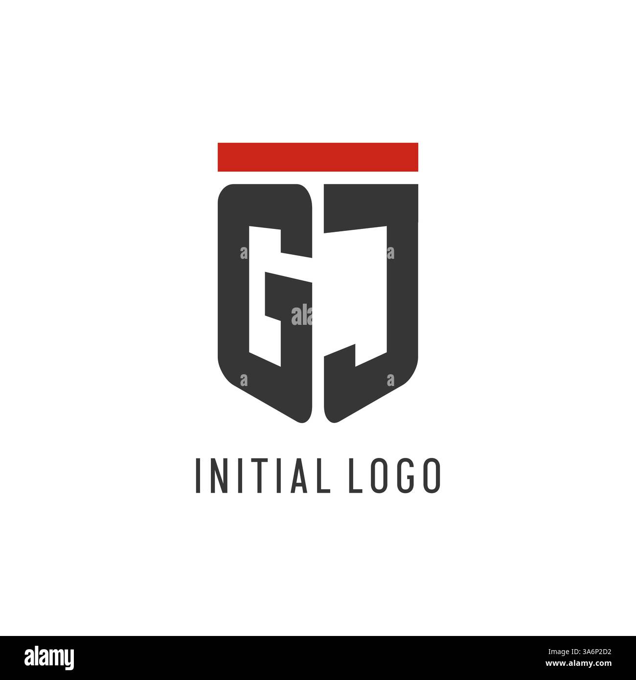 GJ initial esport logo with simple shield design style vector graphic Stock Vector