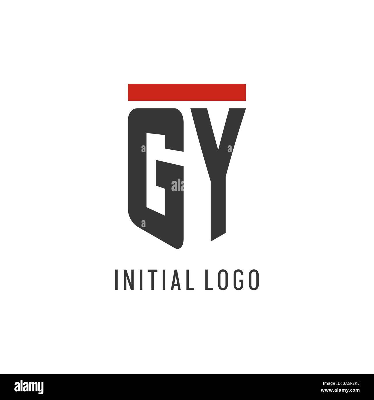 GY initial esport logo with simple shield design style vector graphic Stock Vector