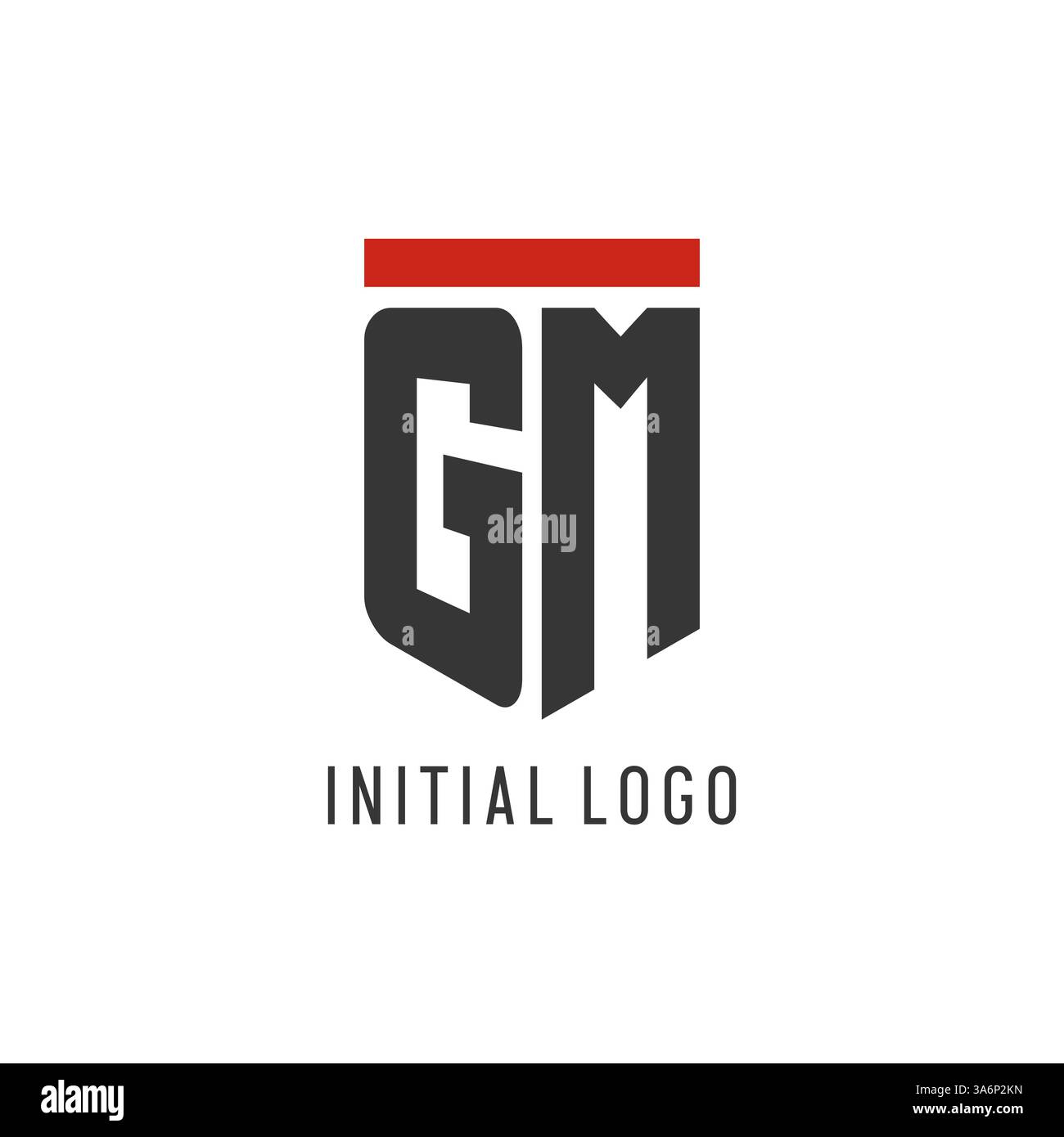 GM initial esport logo with simple shield design style vector graphic Stock Vector