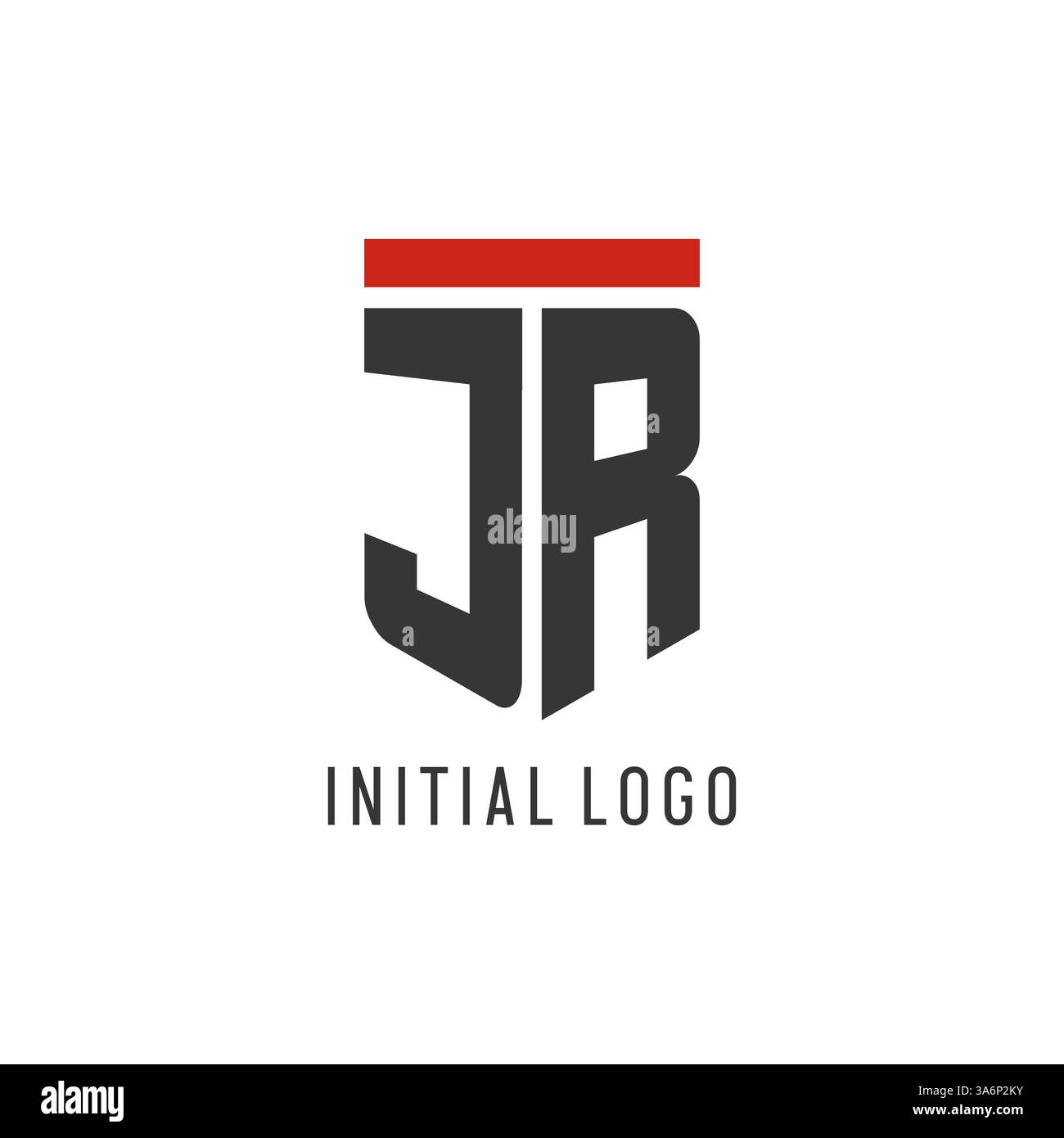 JR initial esport logo with simple shield design style vector graphic Stock Vector