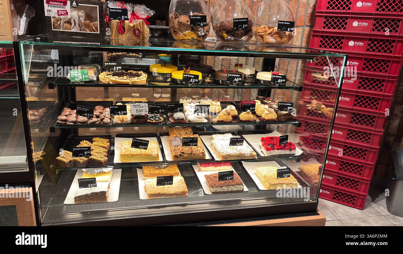 Beautiful display of delicious cakes for sale at a coffee shop cafe - Smartphone Captured Stock Image