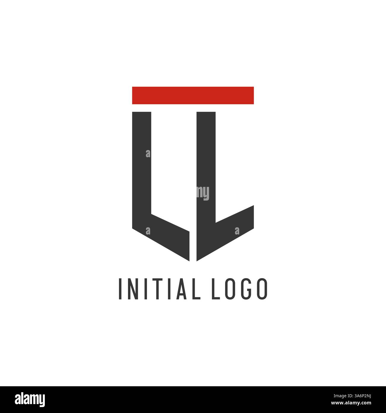 LL initial esport logo with simple shield design style vector graphic Stock Vector