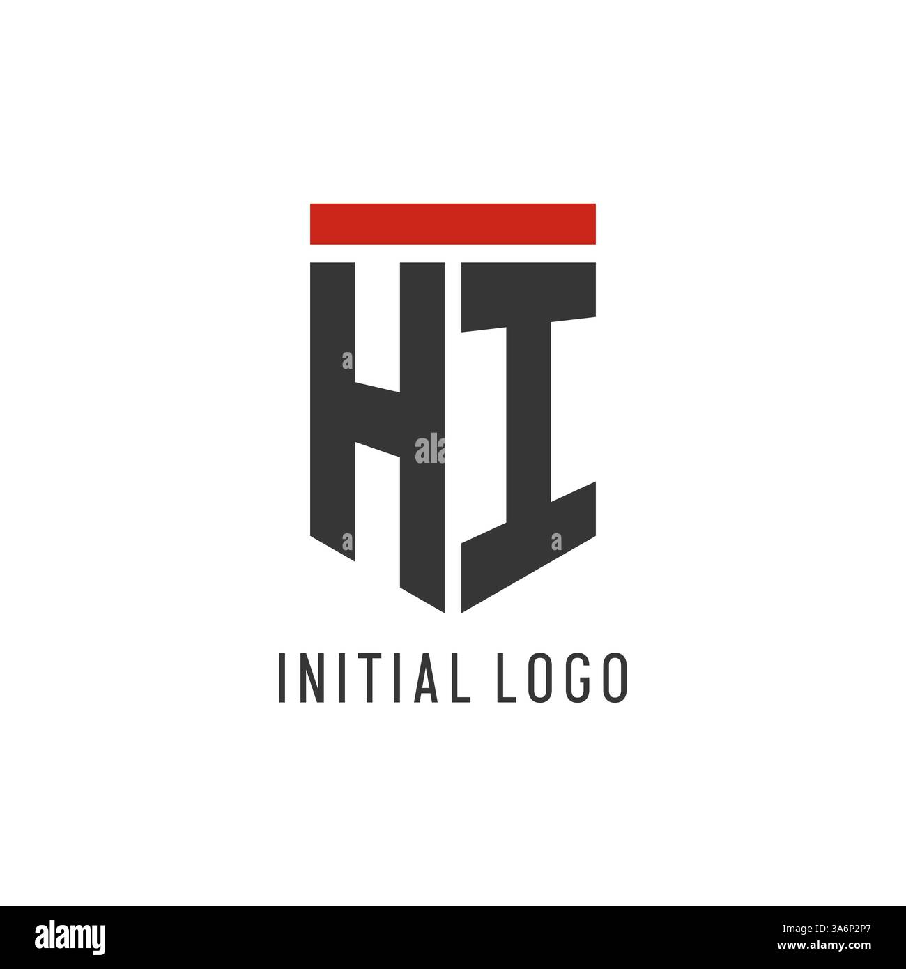 HI initial esport logo with simple shield design style vector graphic Stock Vector