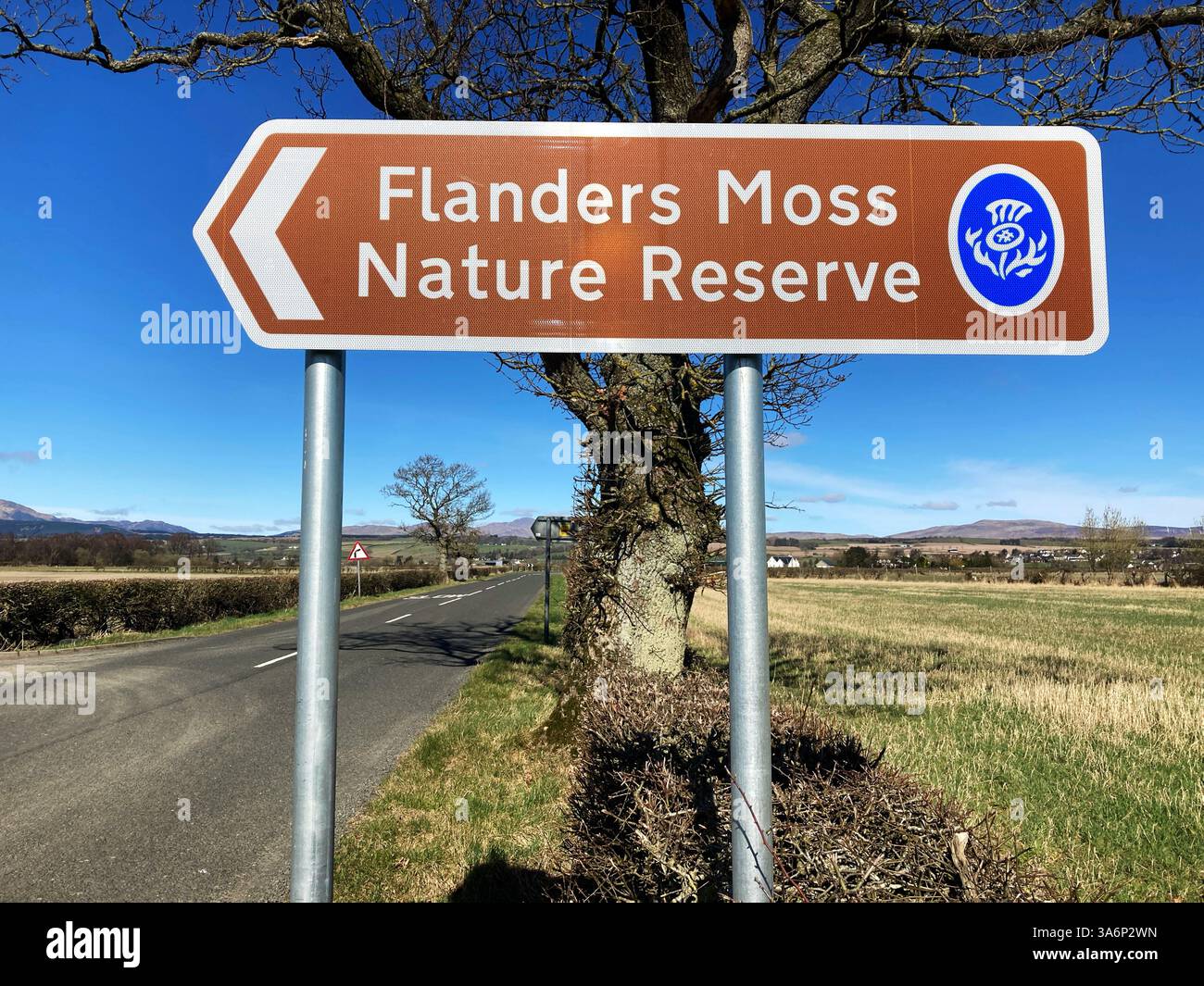 Entrance to Flanders Moss National Nature Reserve, Kippen, Scotland Stock Photo