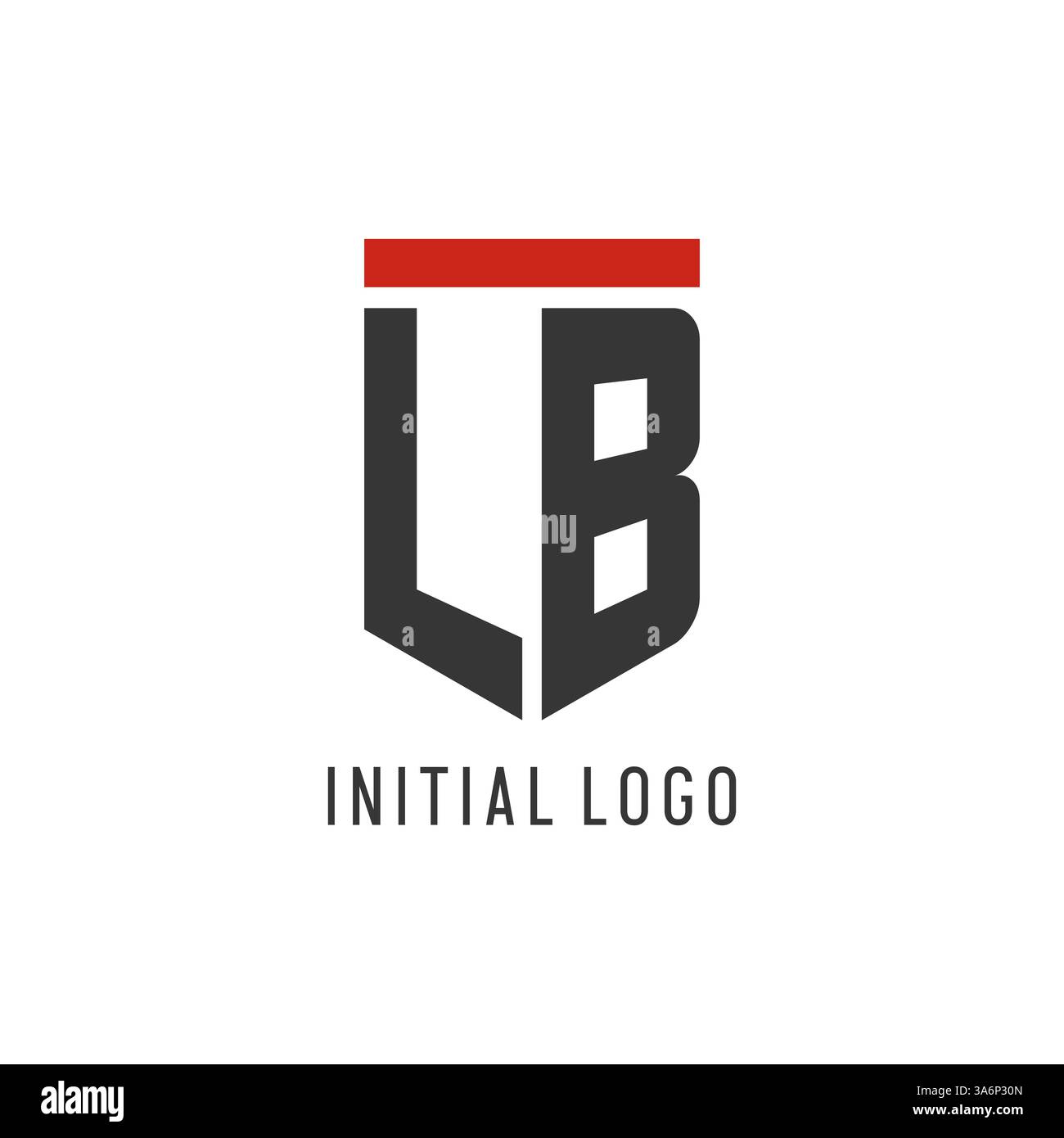 LB initial esport logo with simple shield design style vector graphic Stock Vector