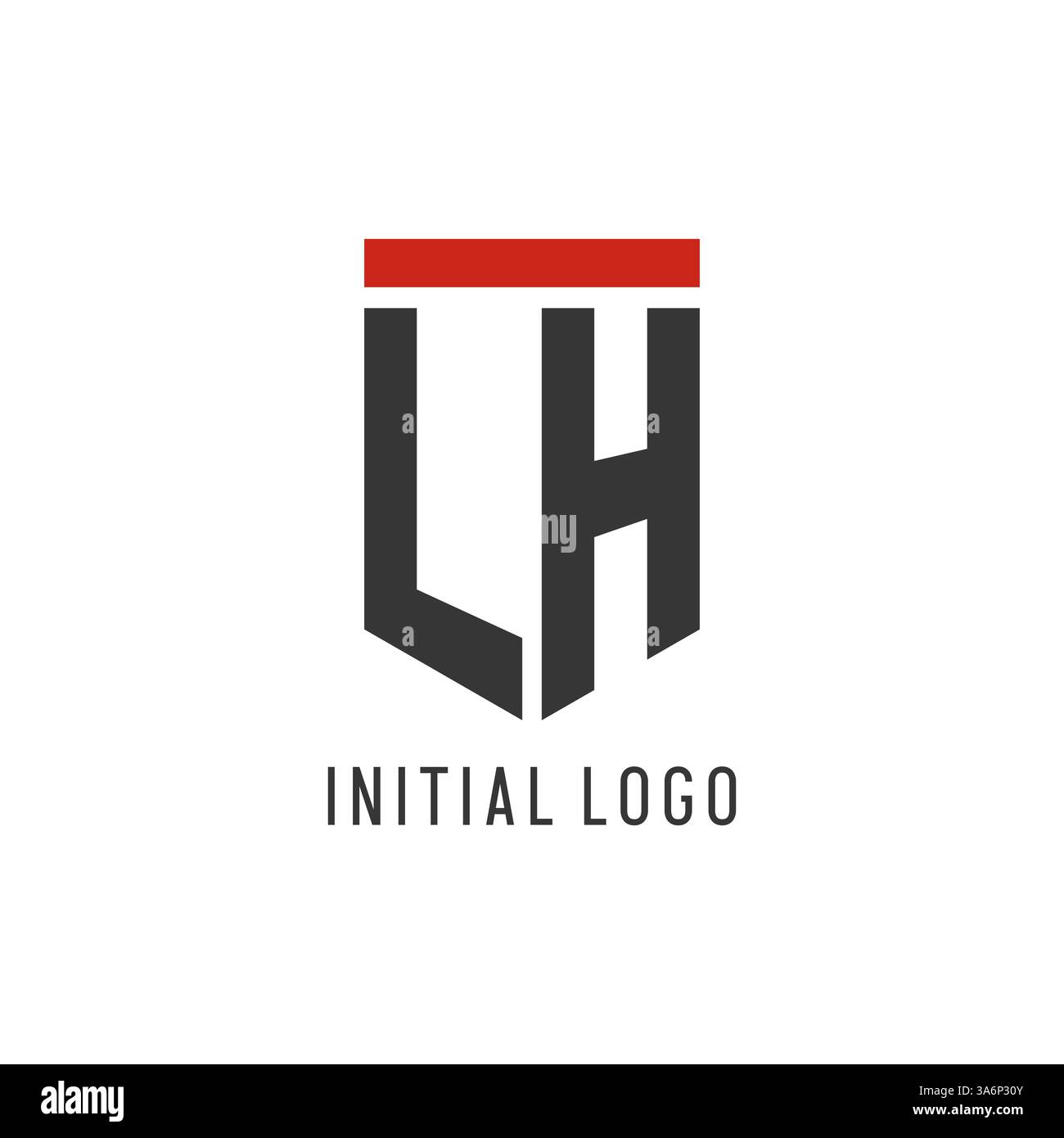 LH initial esport logo with simple shield design style vector graphic Stock Vector