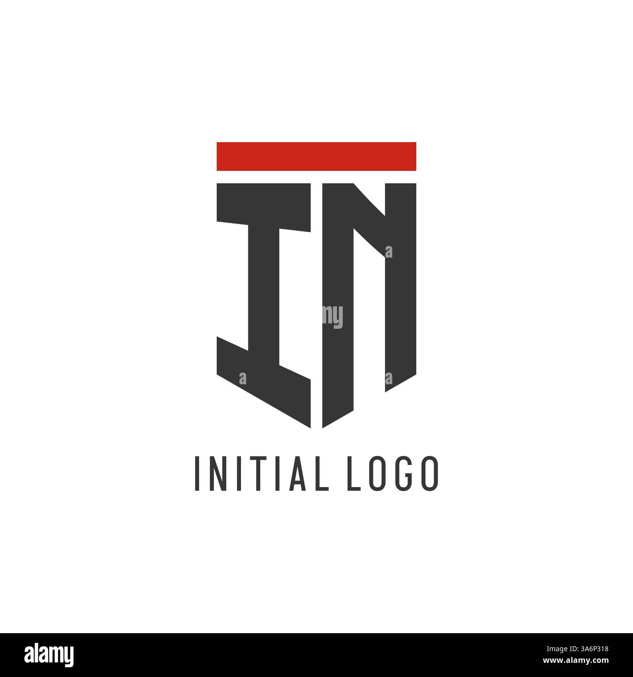 IN initial esport logo with simple shield design style vector graphic Stock Vector