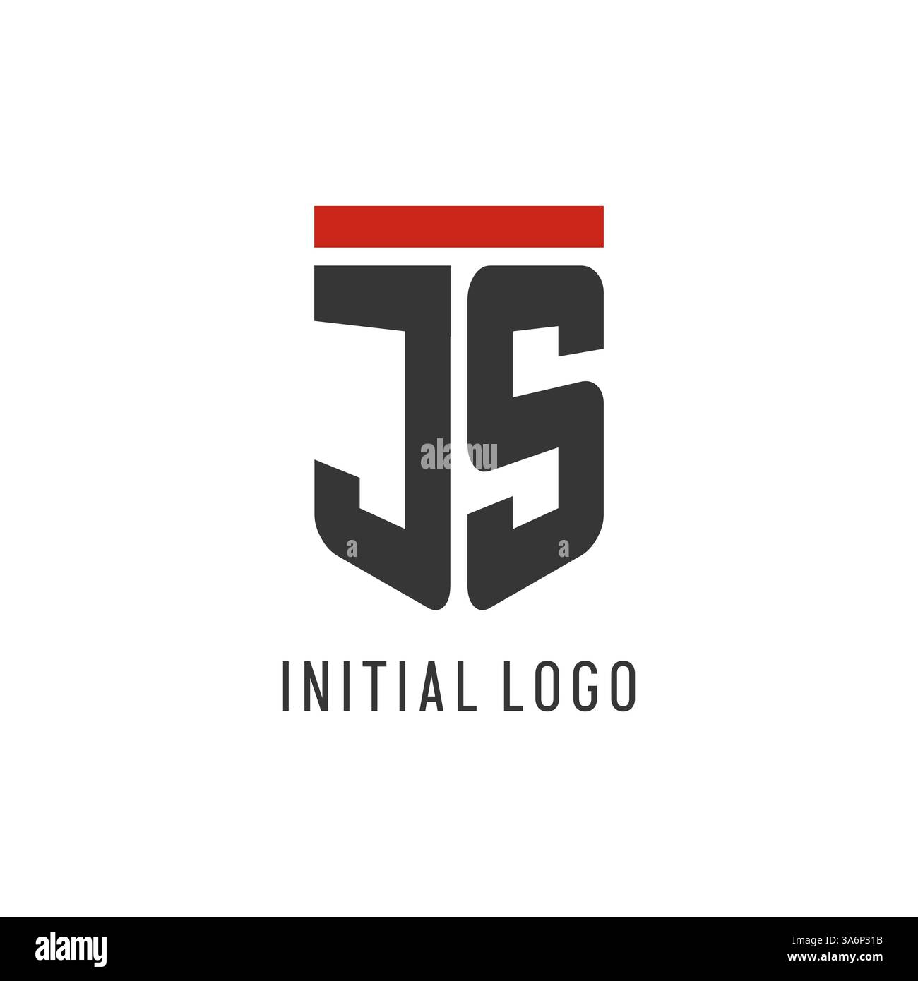 JS initial esport logo with simple shield design style vector graphic Stock Vector