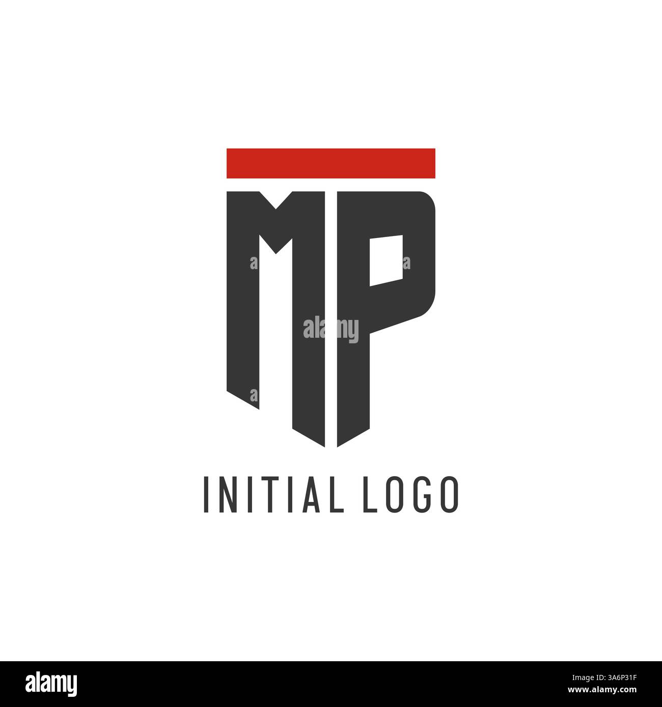 MP initial esport logo with simple shield design style vector graphic Stock Vector