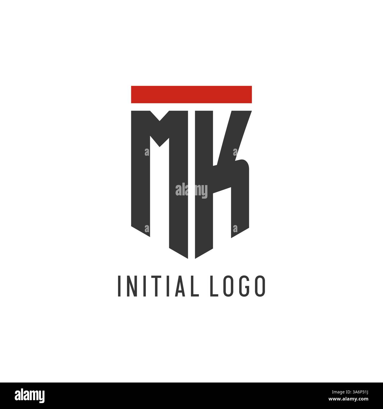 MK initial esport logo with simple shield design style vector graphic Stock Vector