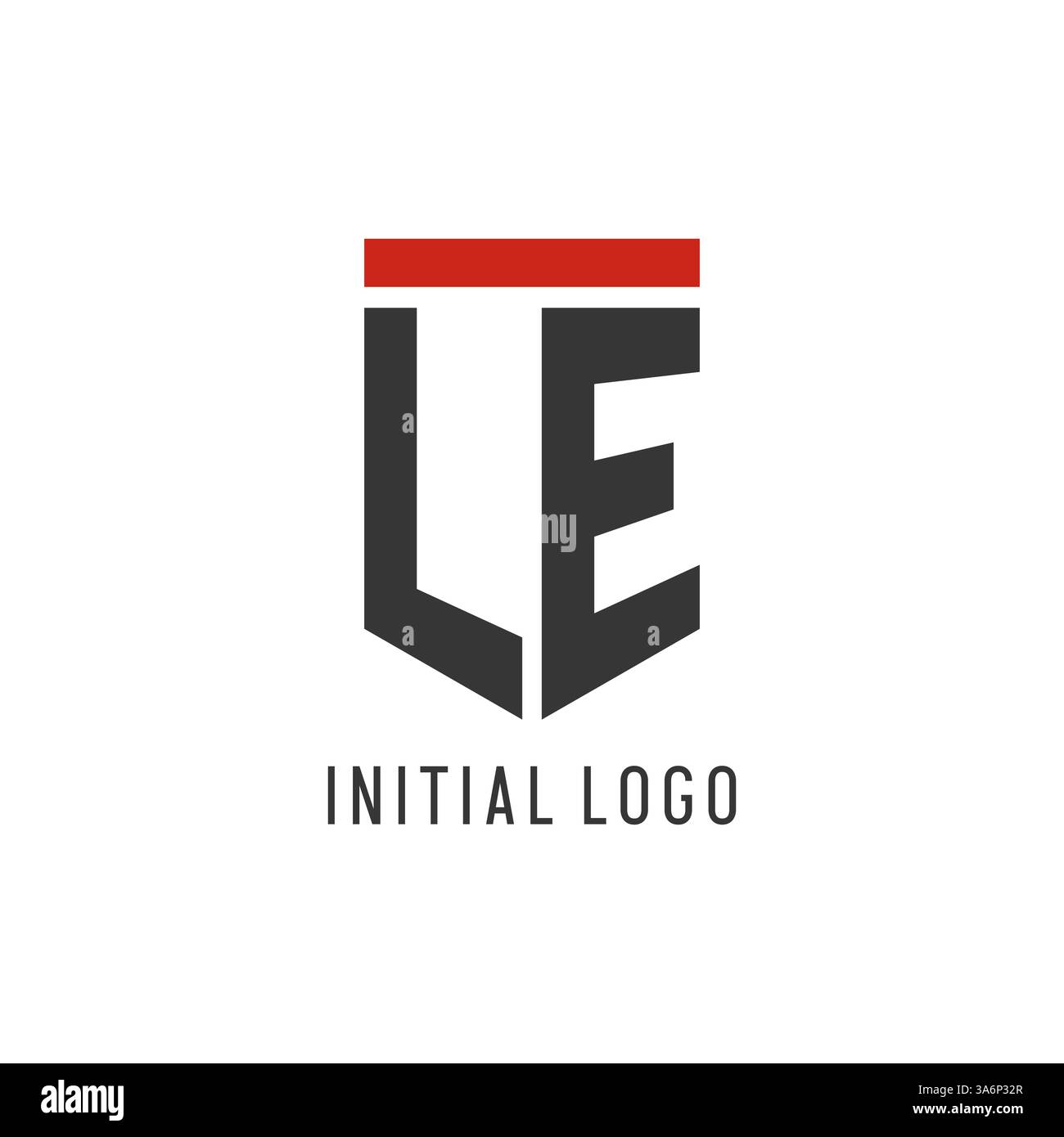 LE initial esport logo with simple shield design style vector graphic Stock Vector
