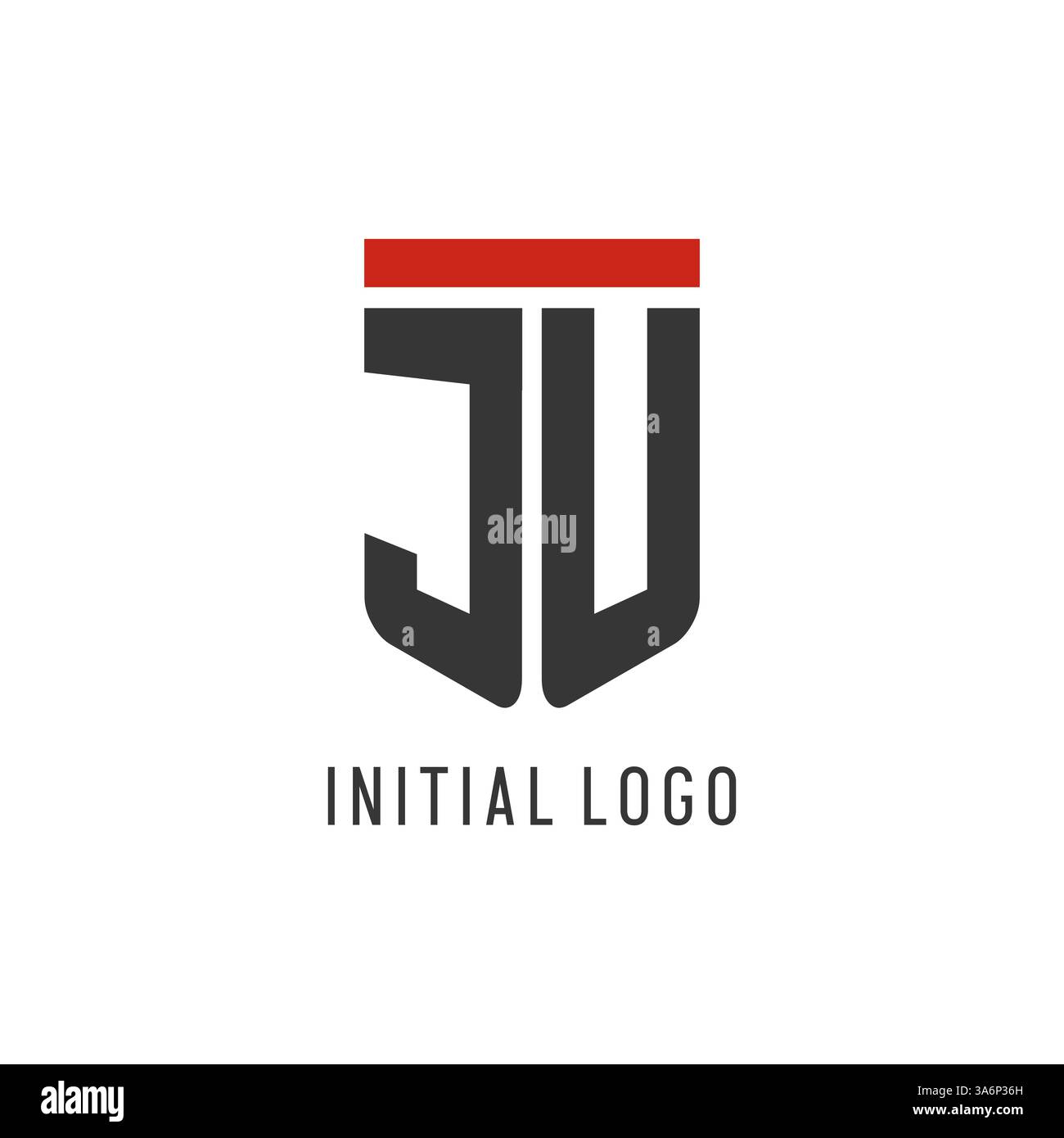 JU initial esport logo with simple shield design style vector graphic Stock Vector