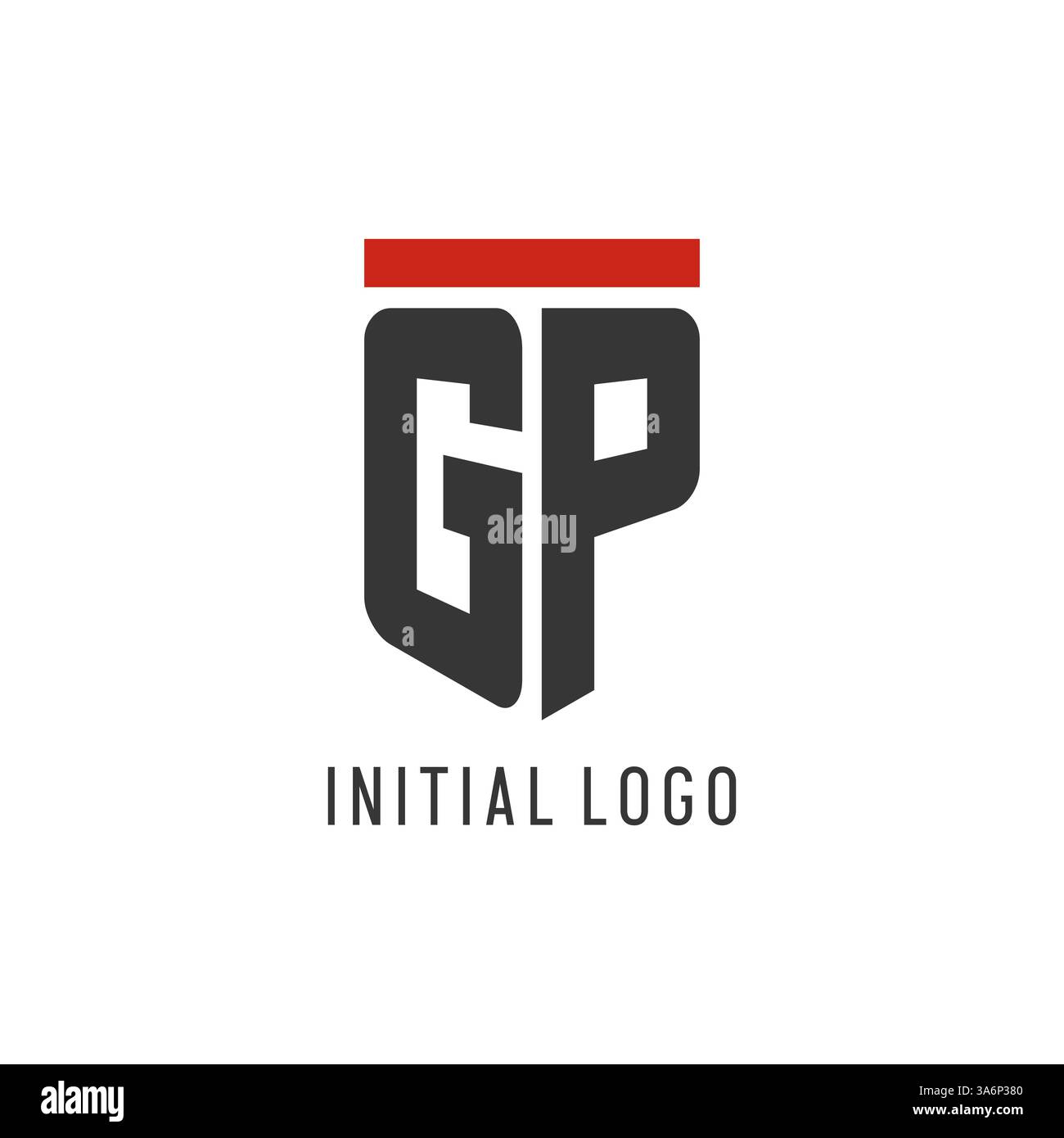 GP initial esport logo with simple shield design style vector graphic Stock Vector