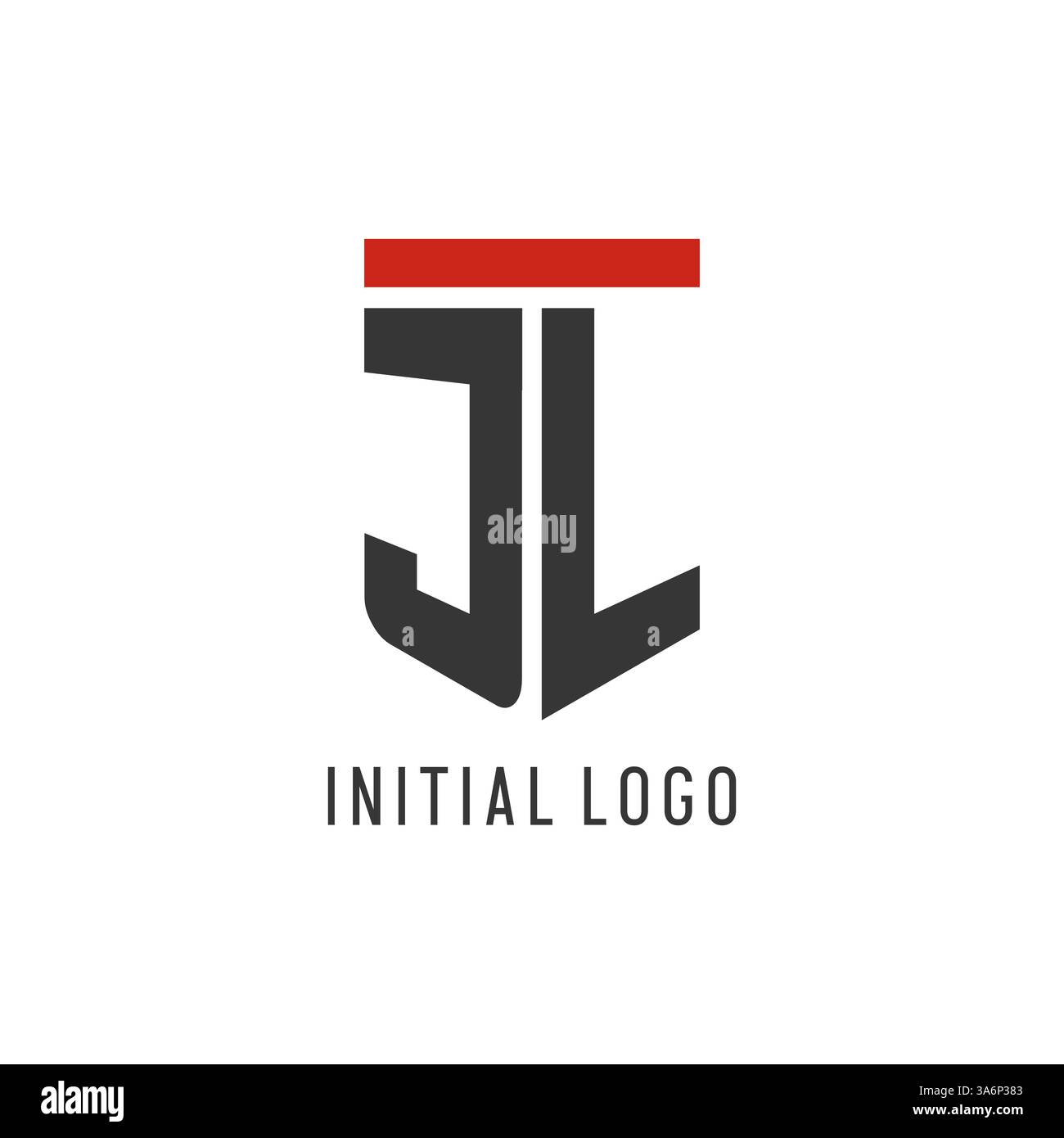 JL initial esport logo with simple shield design style vector graphic Stock Vector