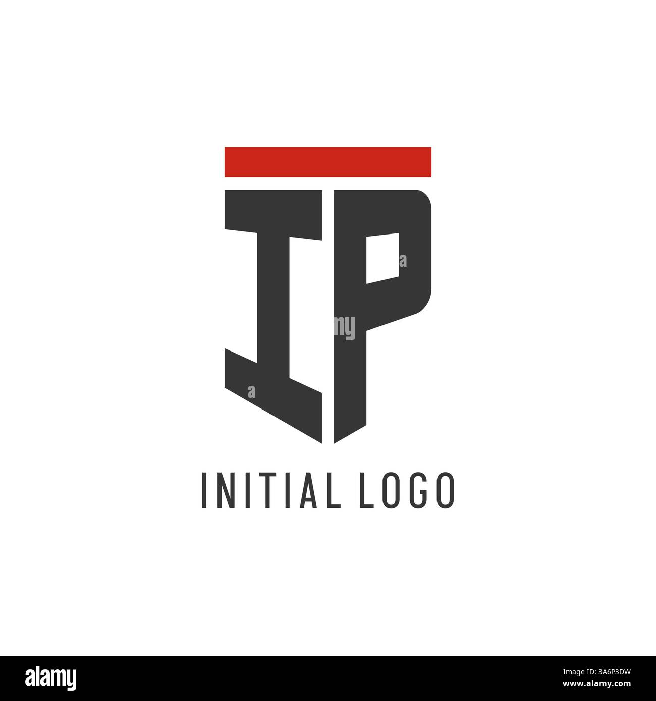 IP initial esport logo with simple shield design style vector graphic Stock Vector