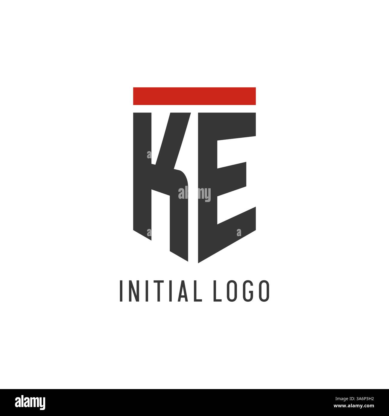 KE initial esport logo with simple shield design style vector graphic Stock Vector