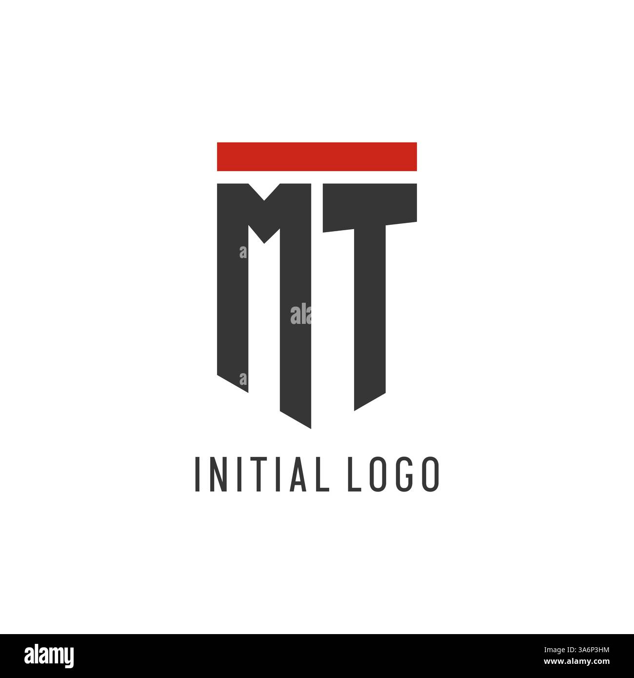 MT initial esport logo with simple shield design style vector graphic Stock Vector