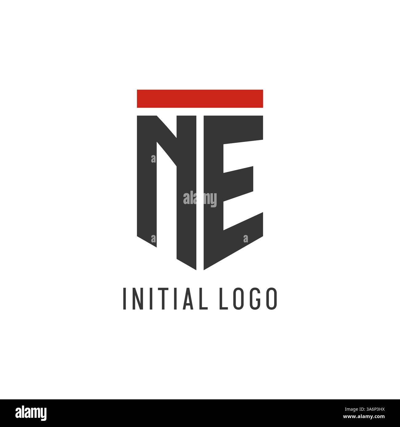 NE initial esport logo with simple shield design style vector graphic Stock Vector