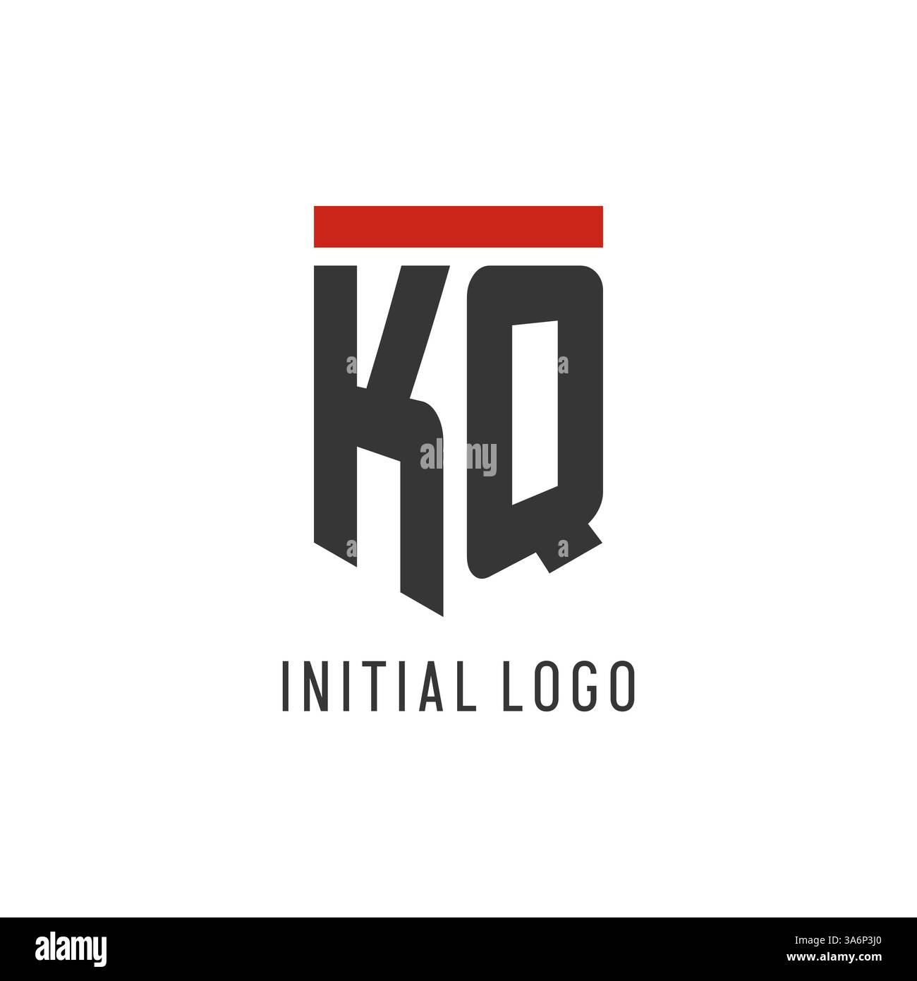KQ initial esport logo with simple shield design style vector graphic Stock Vector