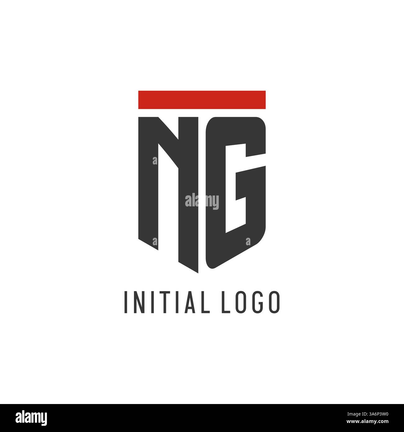 NG initial esport logo with simple shield design style vector graphic Stock Vector