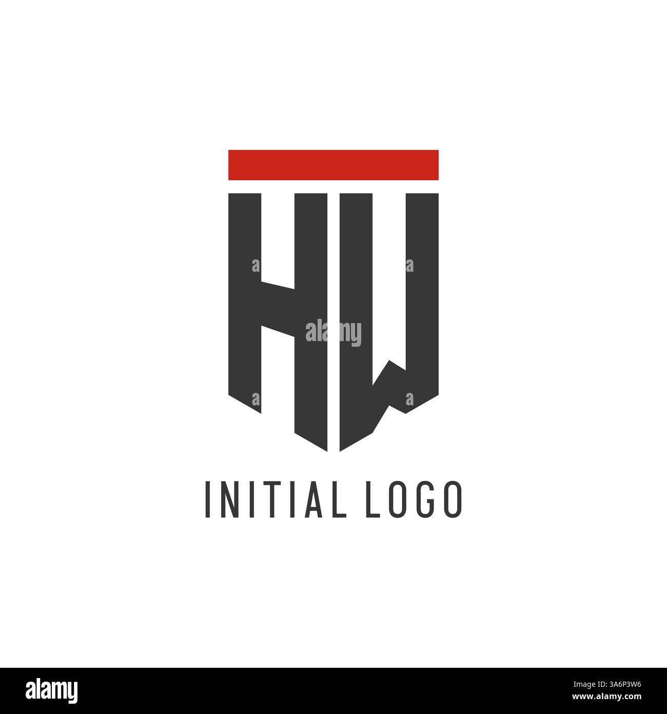 HW initial esport logo with simple shield design style vector graphic Stock Vector