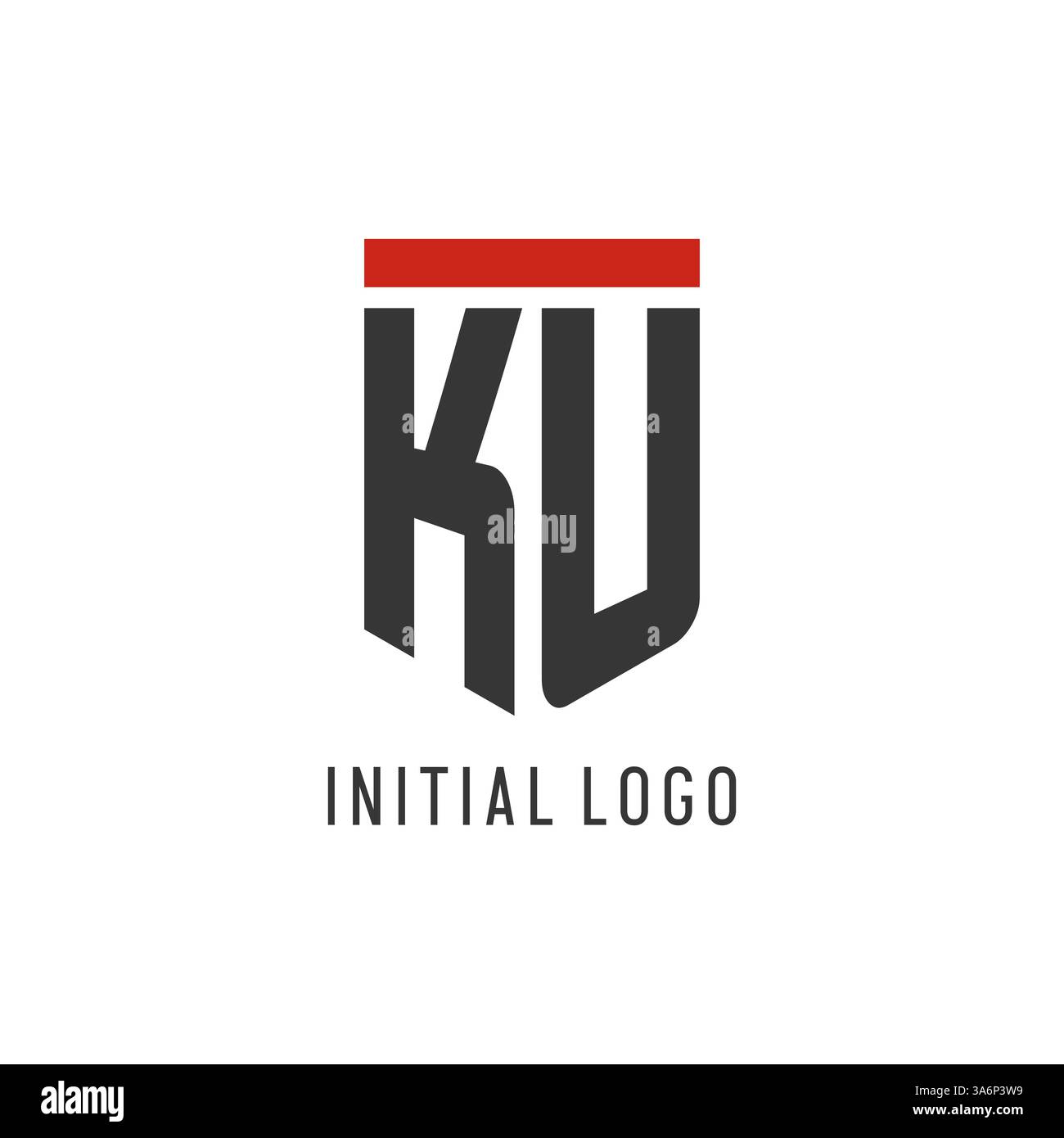 KU initial esport logo with simple shield design style vector graphic Stock Vector