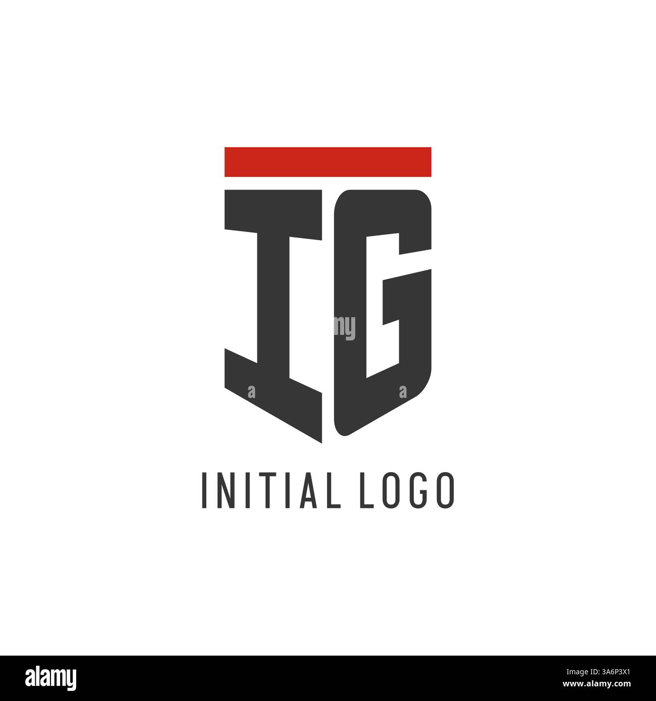 IG initial esport logo with simple shield design style vector graphic Stock Vector
