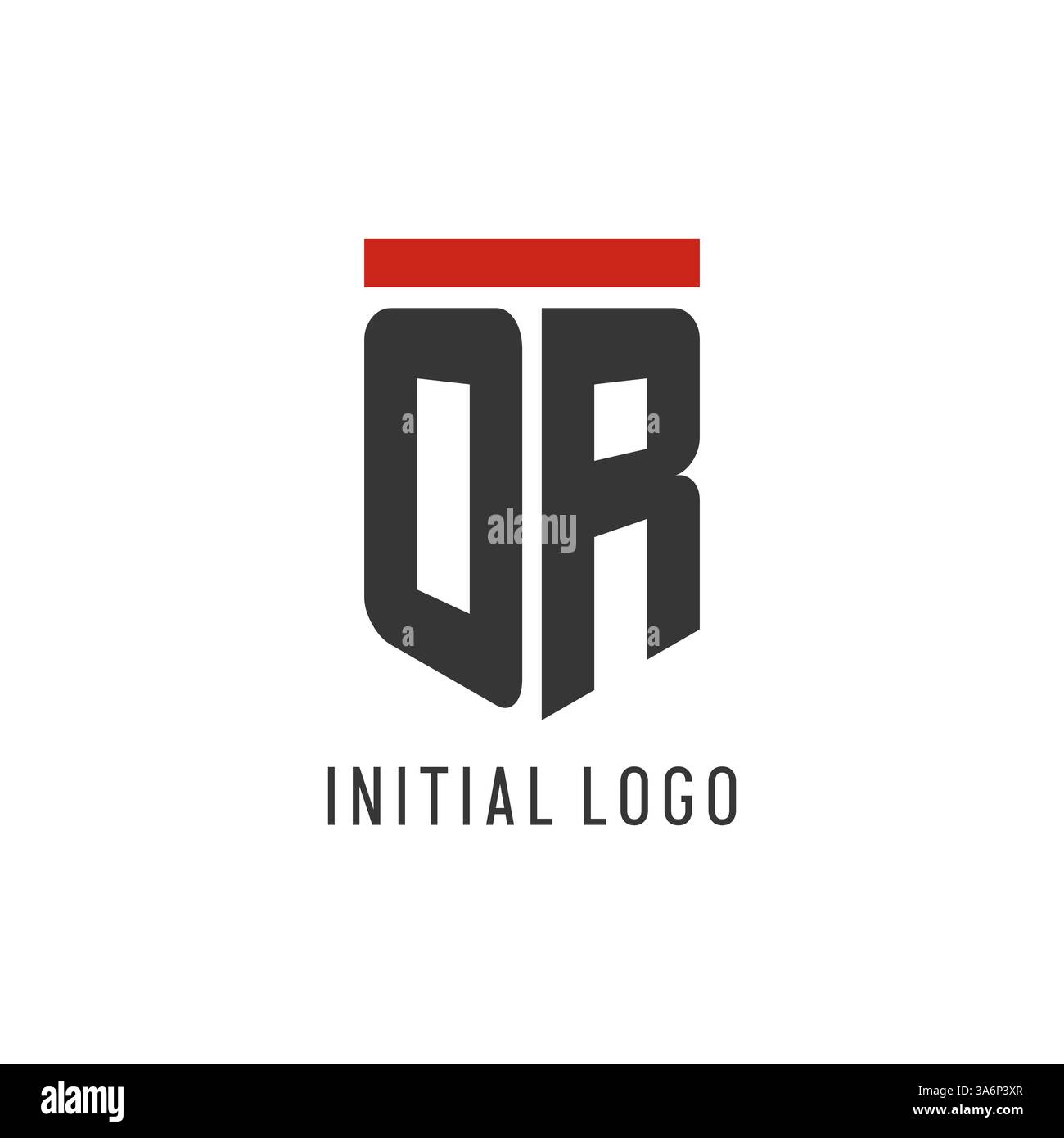 OR initial esport logo with simple shield design style vector graphic Stock Vector
