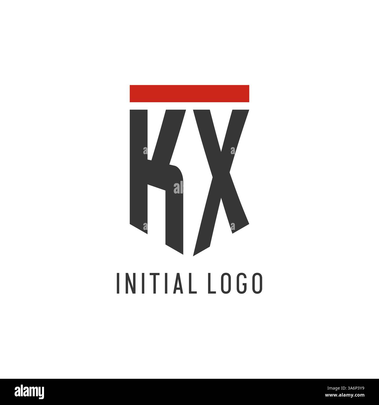 KX initial esport logo with simple shield design style vector graphic Stock Vector
