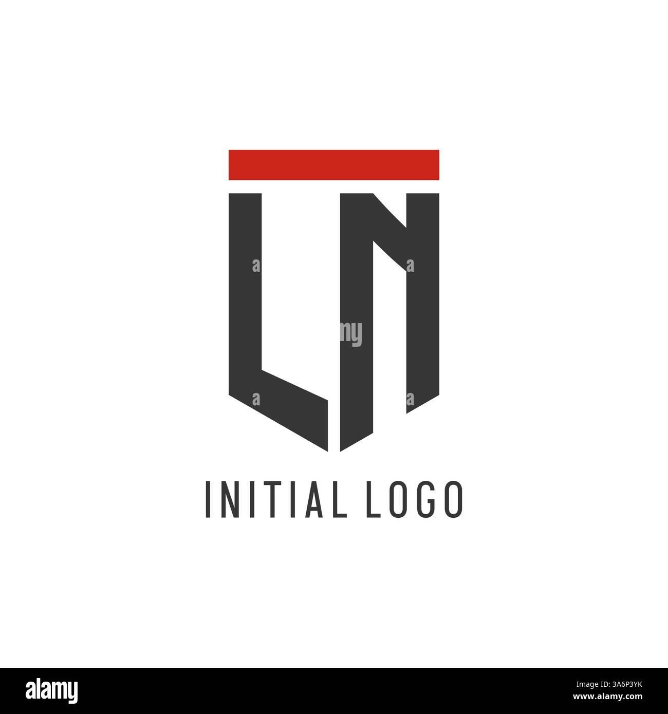 LN initial esport logo with simple shield design style vector graphic Stock Vector