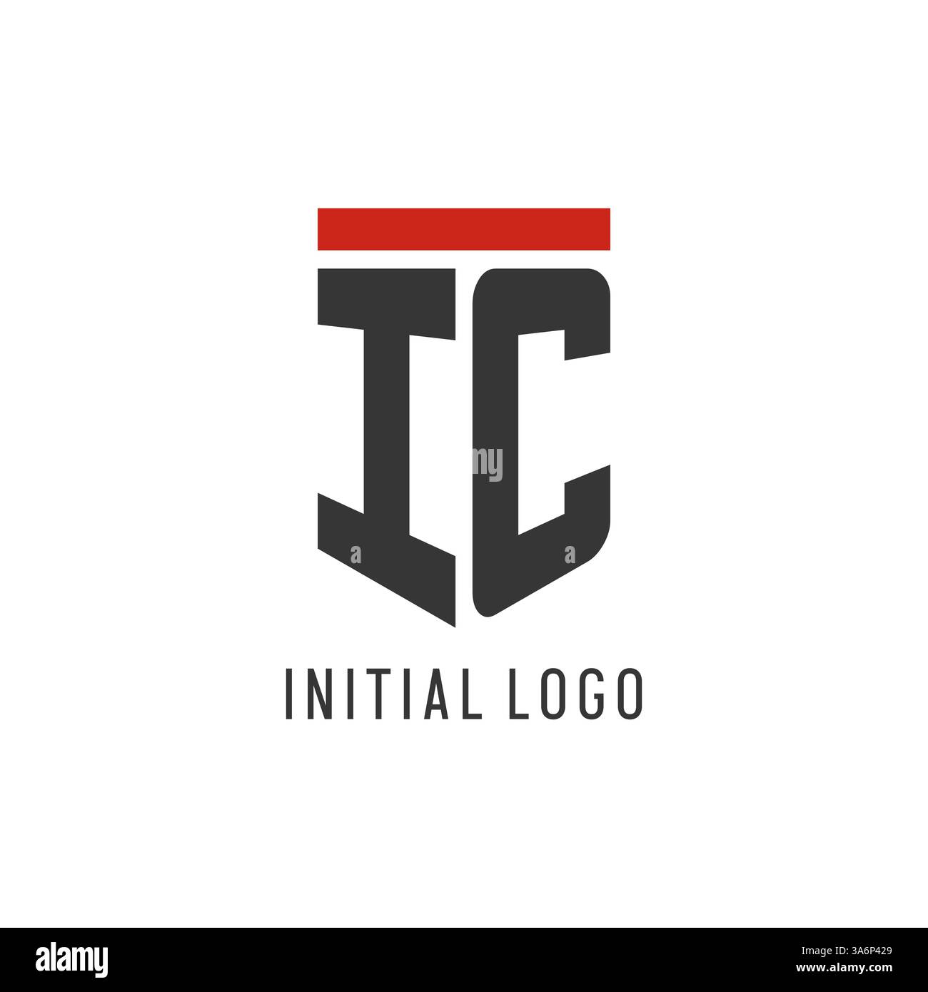 IC initial esport logo with simple shield design style vector graphic Stock Vector
