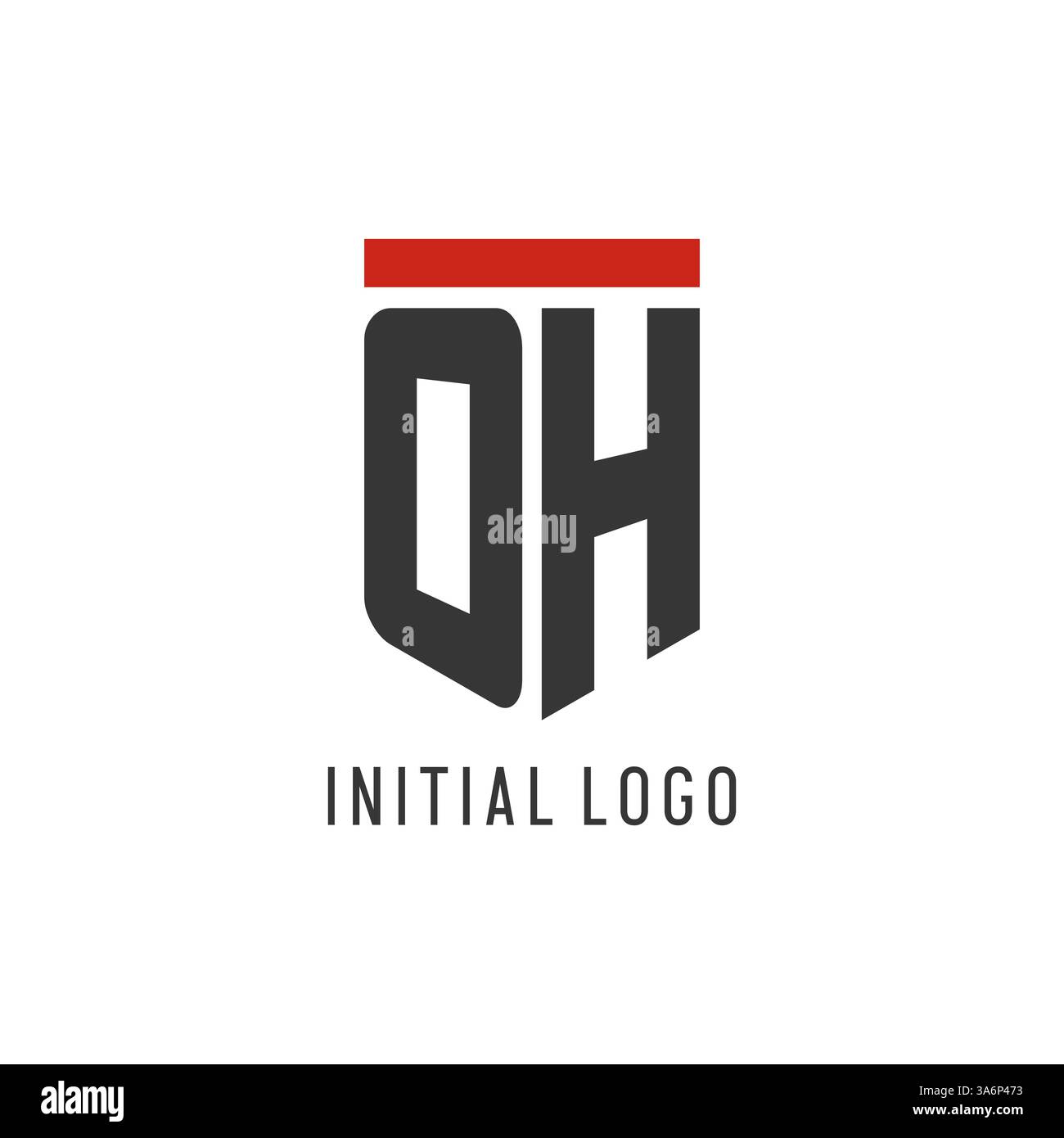 OH initial esport logo with simple shield design style vector graphic Stock Vector