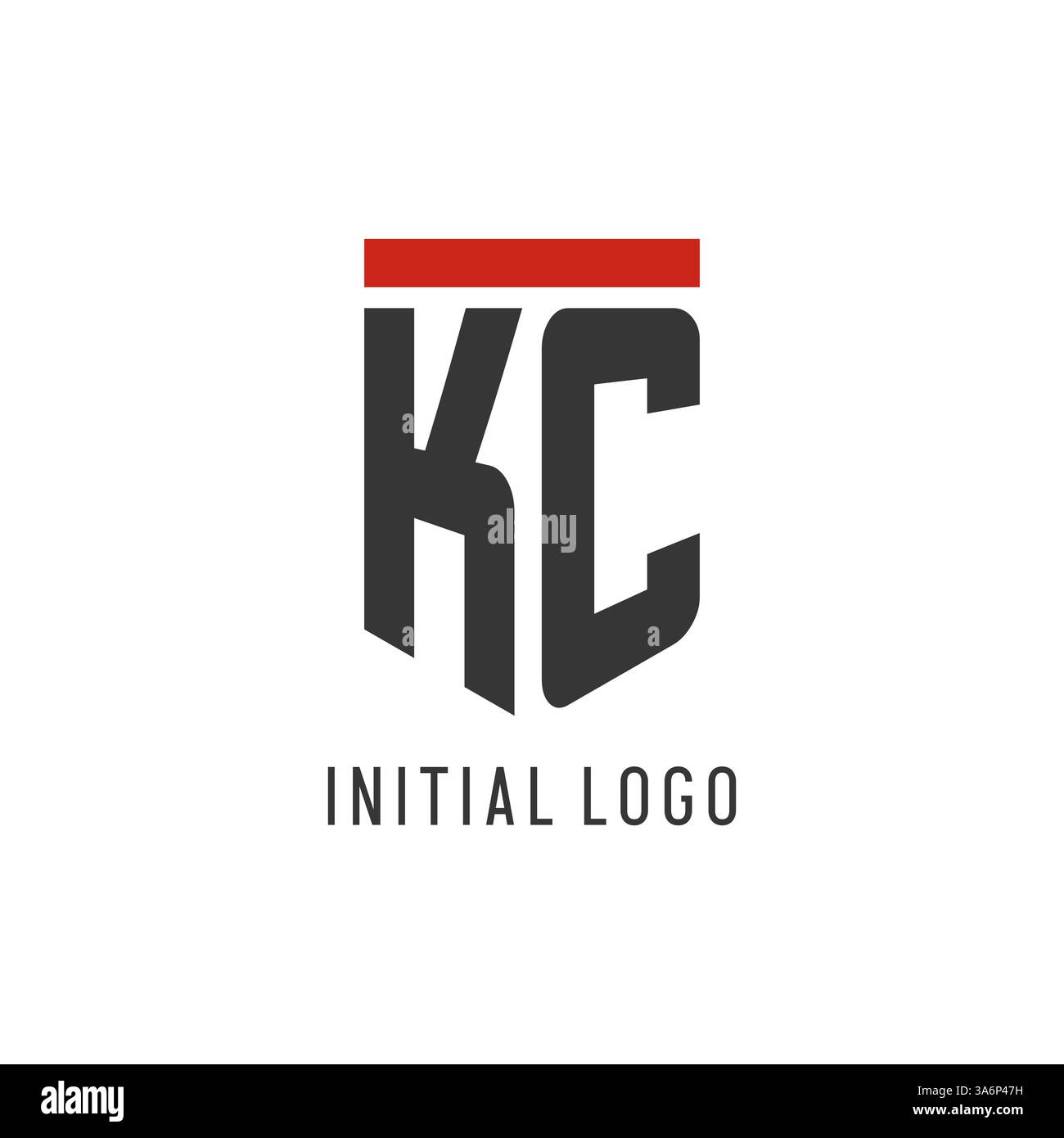 KC initial esport logo with simple shield design style vector graphic Stock Vector