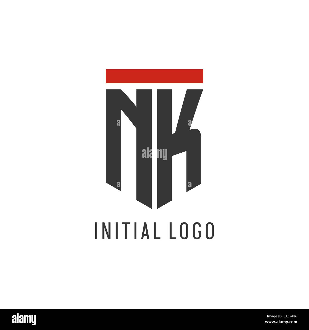 NK initial esport logo with simple shield design style vector graphic Stock Vector
