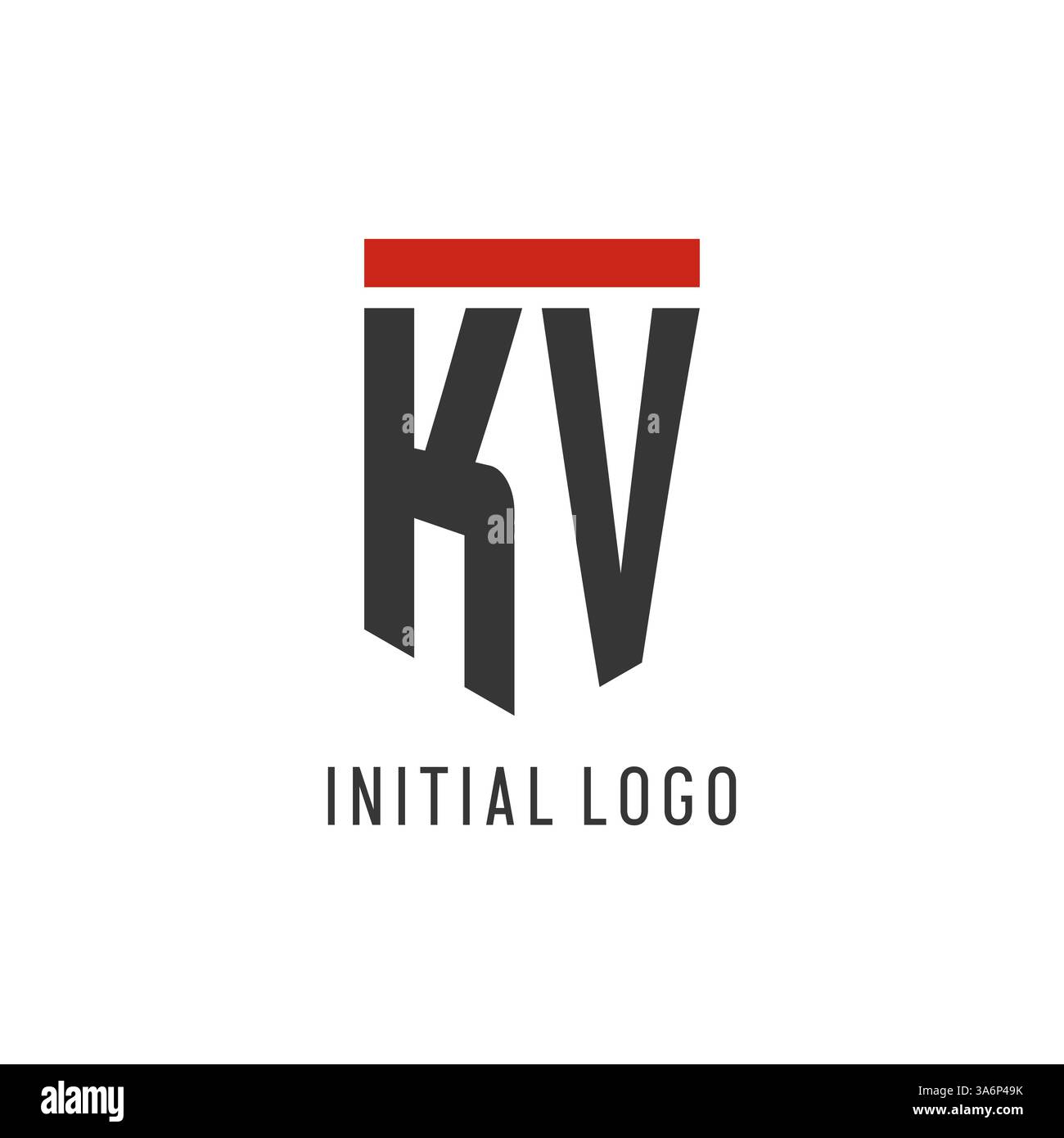 KV initial esport logo with simple shield design style vector graphic Stock Vector