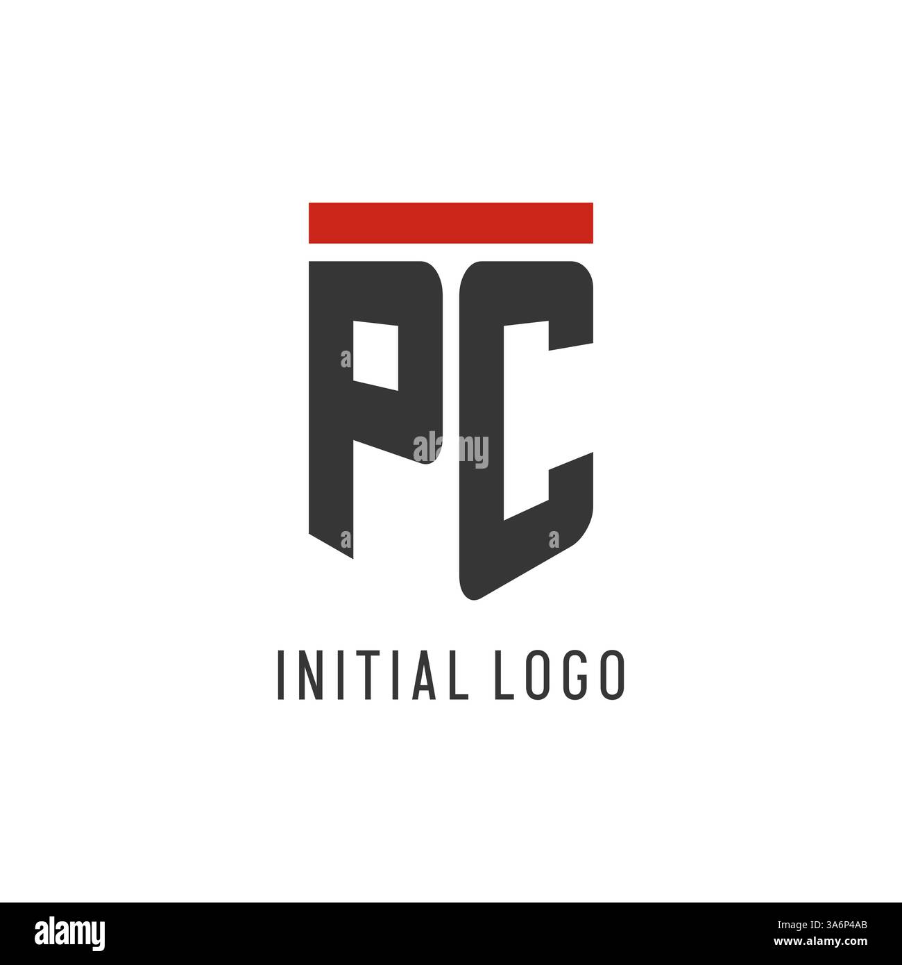 PC initial esport logo with simple shield design style vector graphic Stock Vector