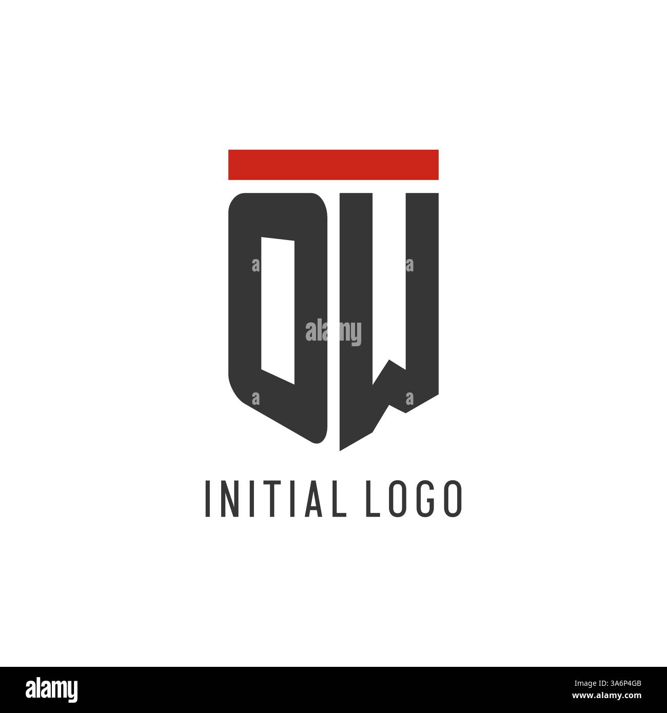 OW initial esport logo with simple shield design style vector graphic Stock Vector