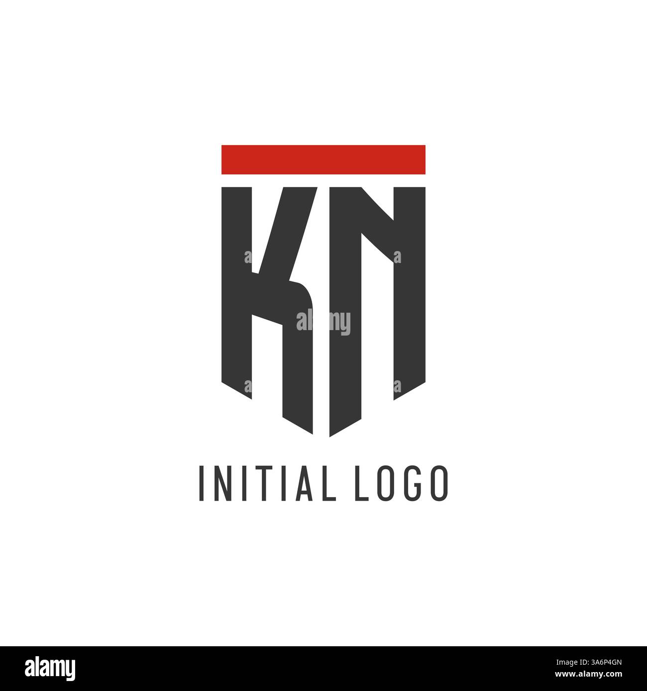 KN initial esport logo with simple shield design style vector graphic Stock Vector