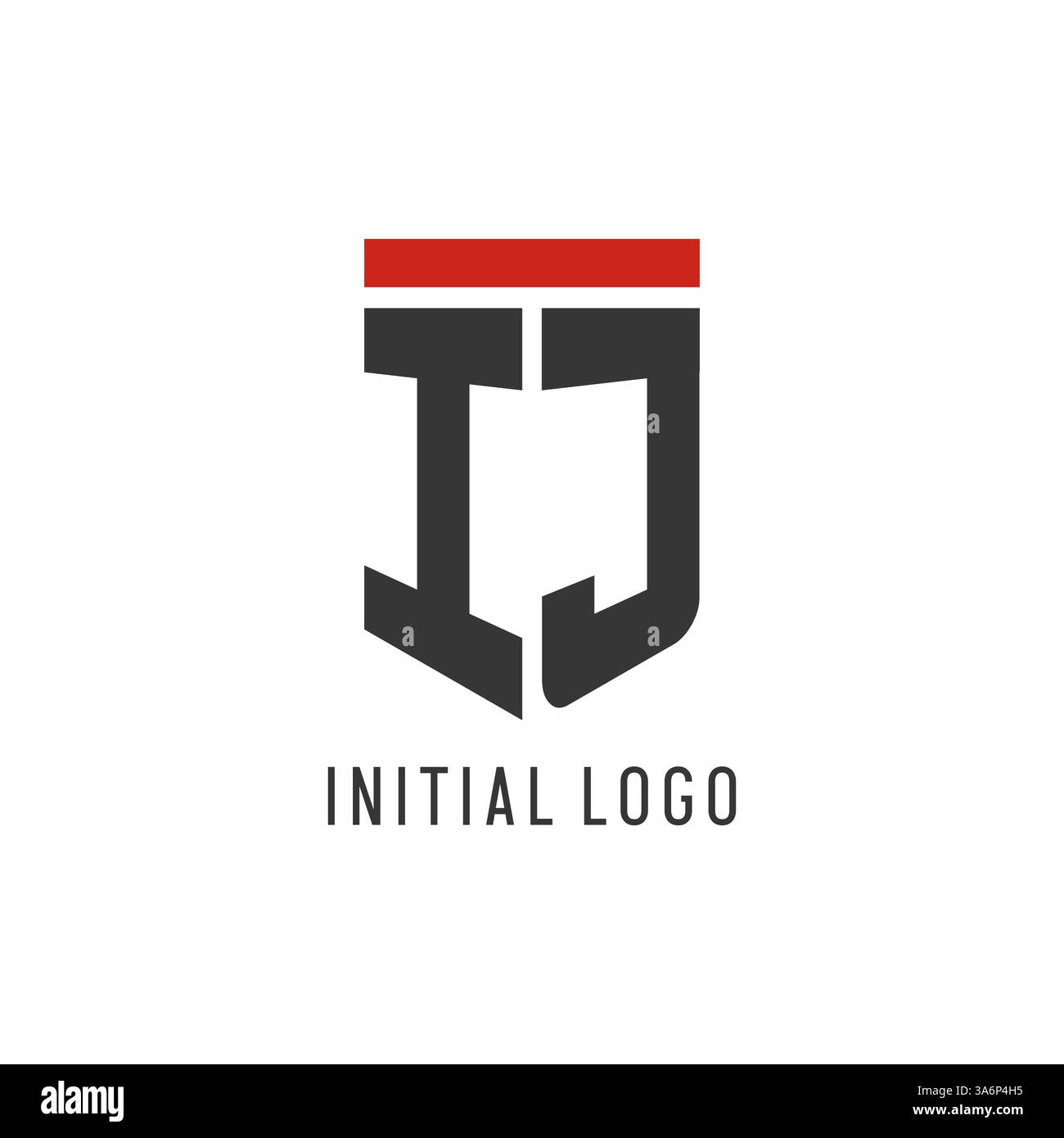 IJ initial esport logo with simple shield design style vector graphic Stock Vector