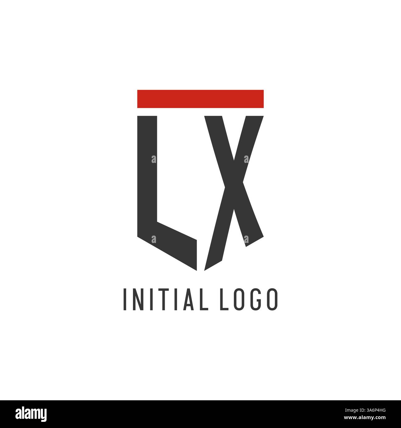LX initial esport logo with simple shield design style vector graphic Stock Vector